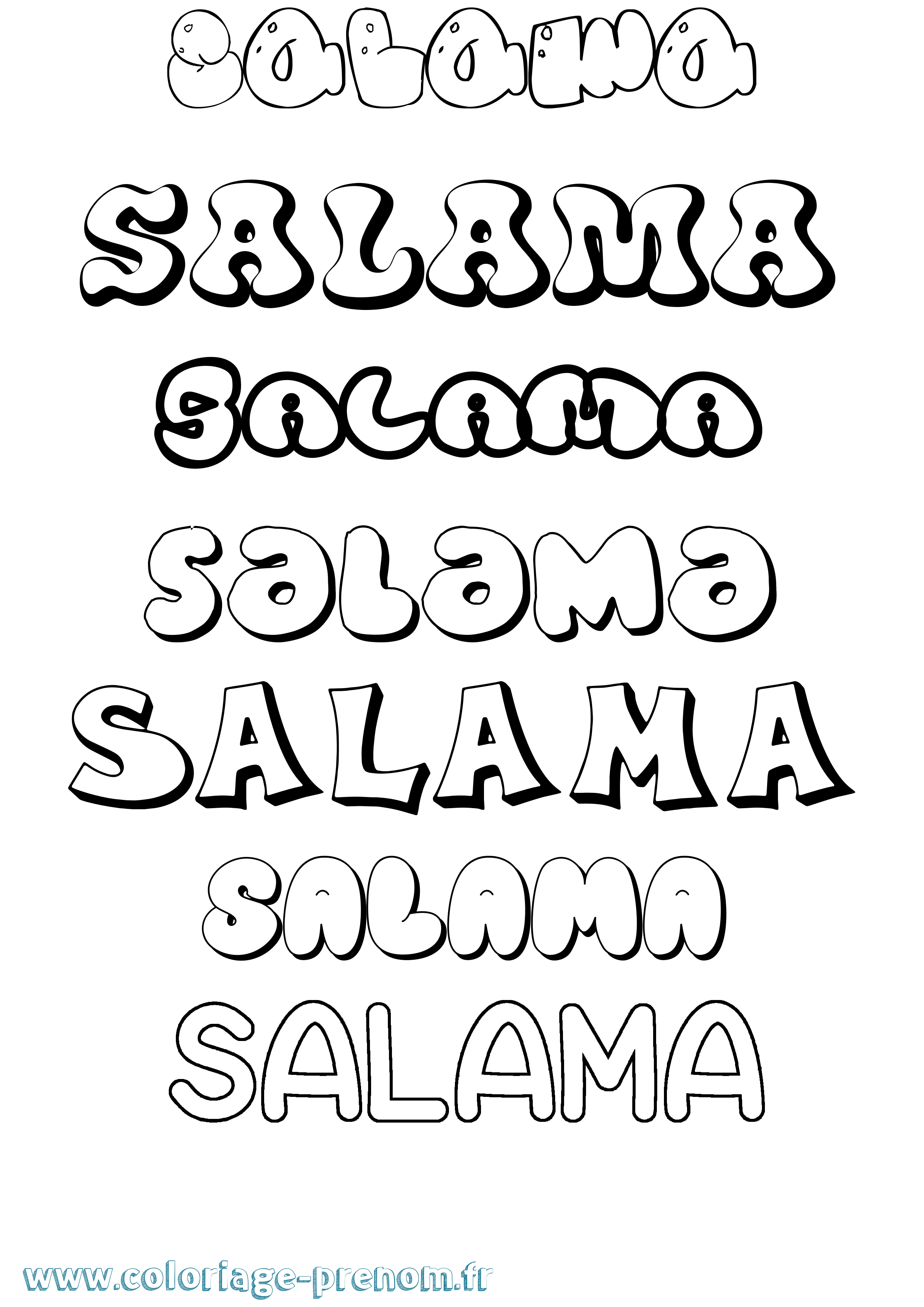 Coloriage prénom Salama Bubble