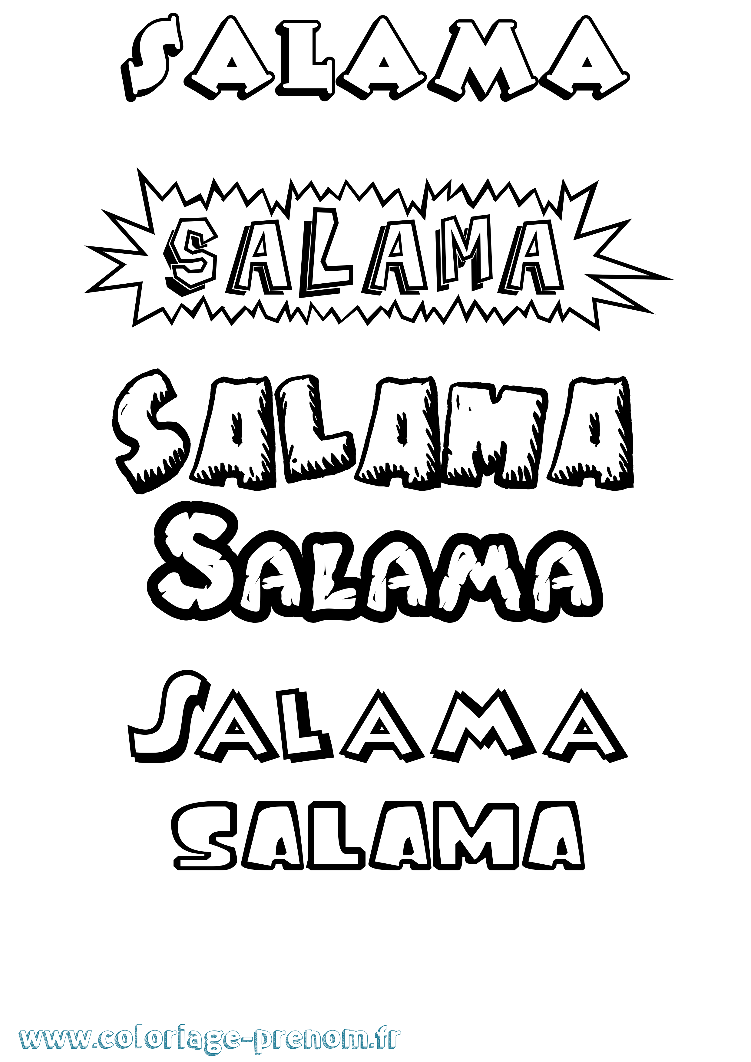 Coloriage prénom Salama Dessin Animé
