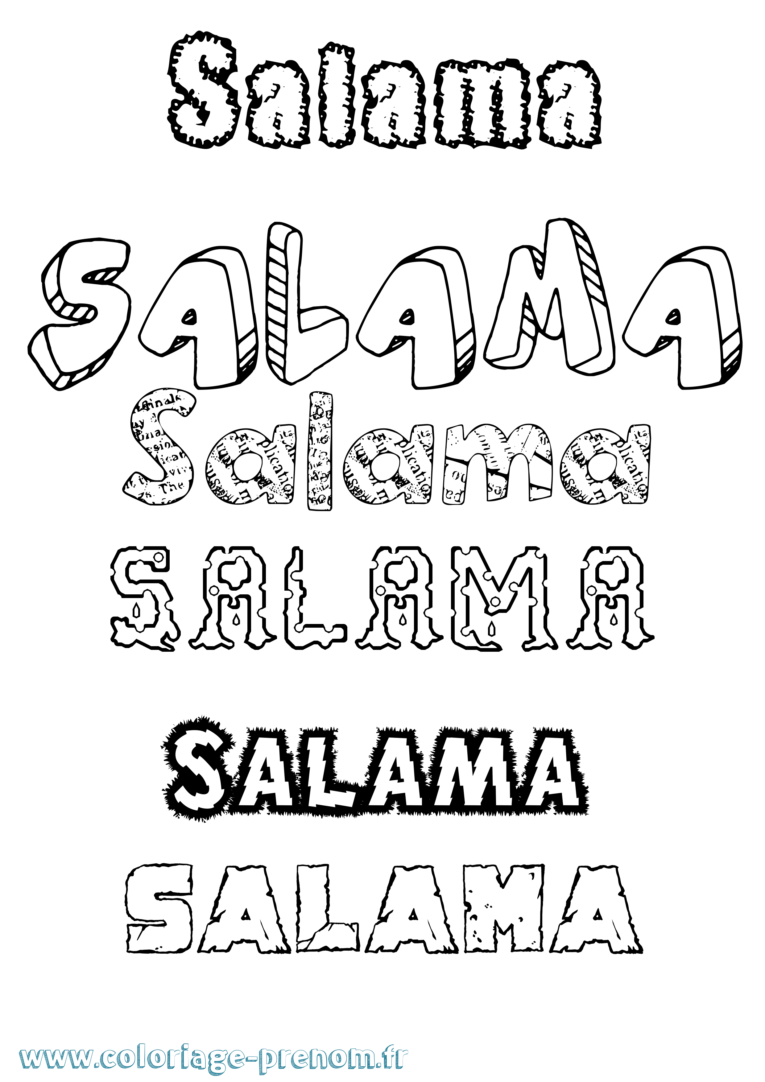 Coloriage prénom Salama Destructuré