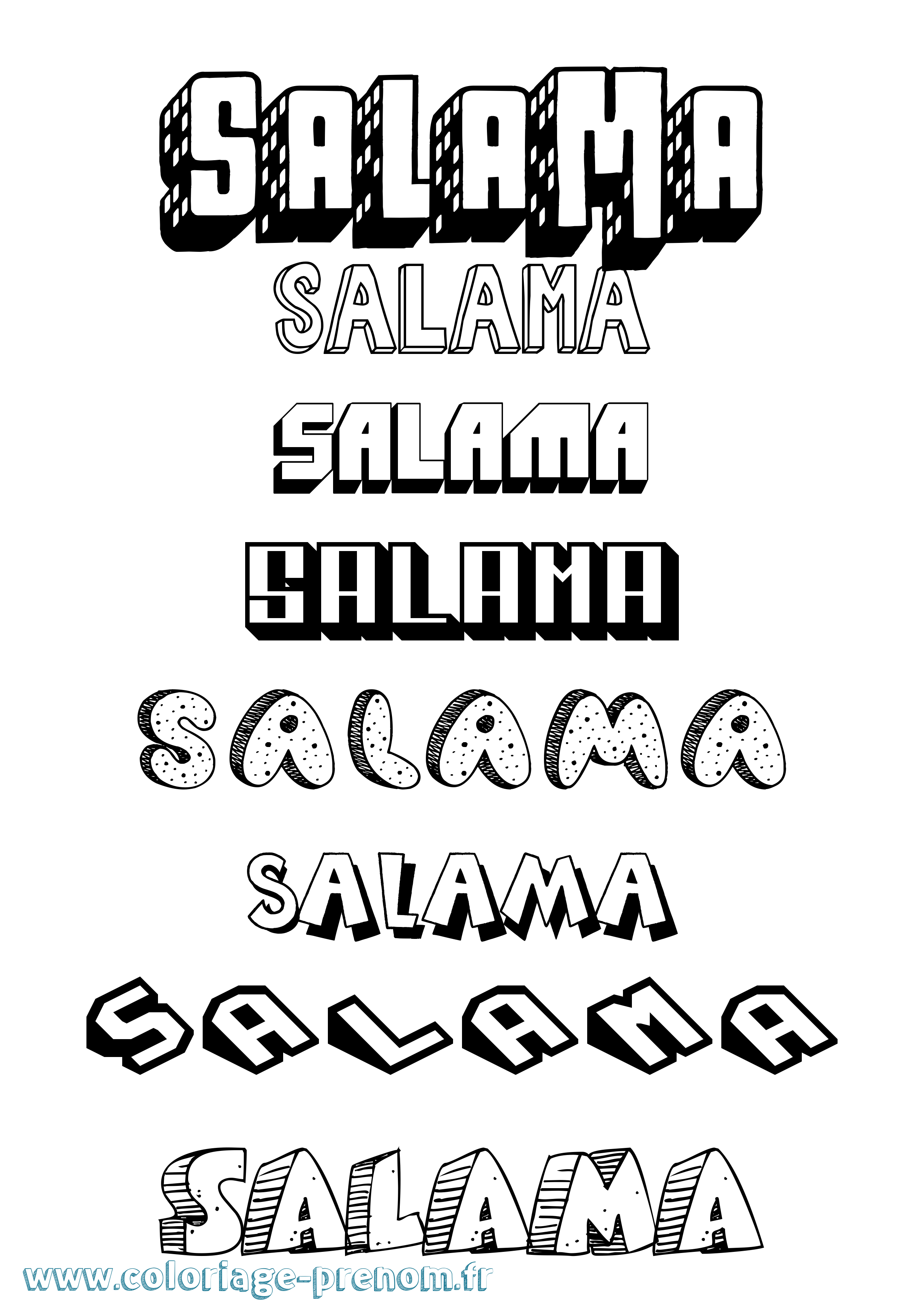 Coloriage prénom Salama Effet 3D
