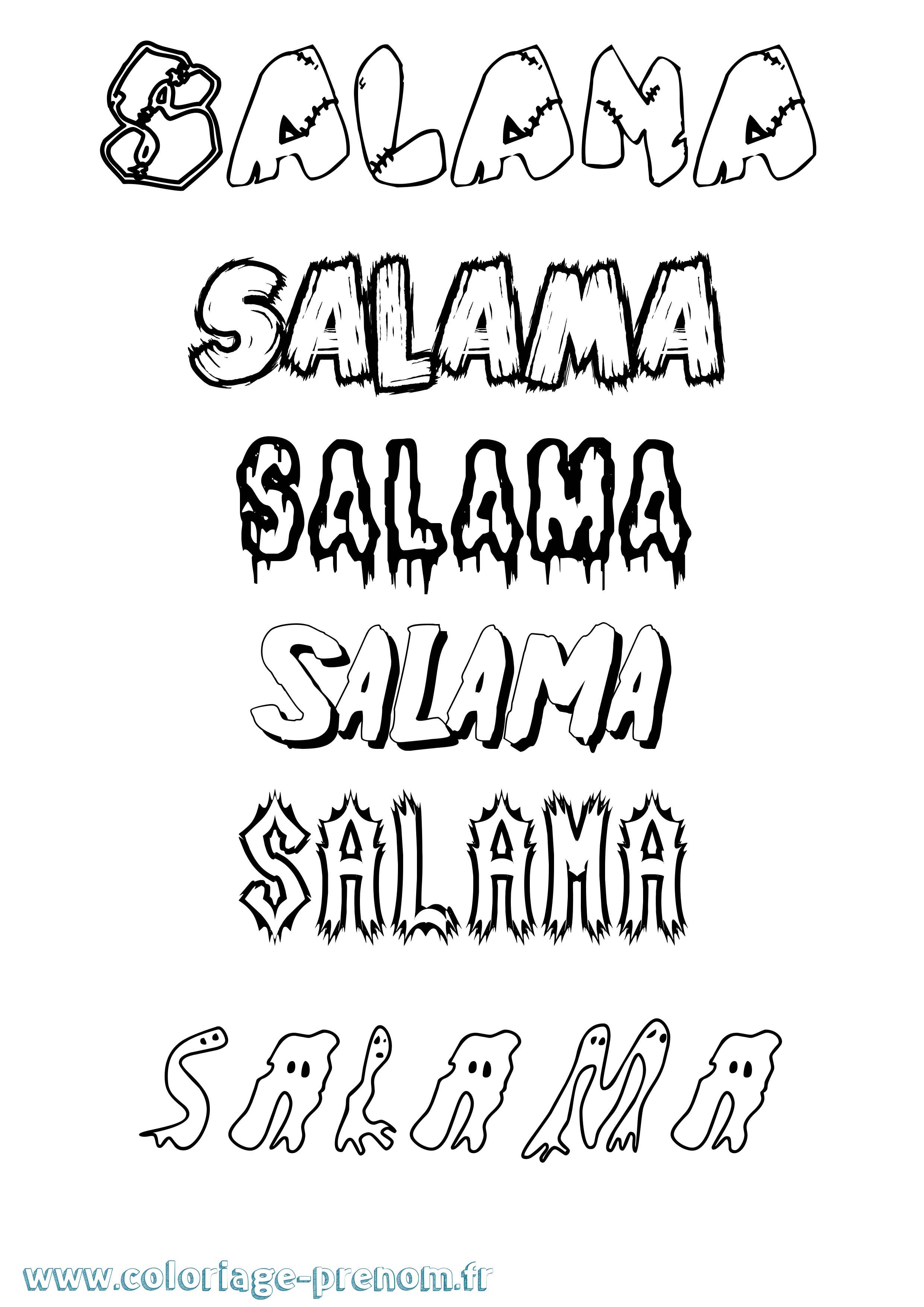 Coloriage prénom Salama Frisson