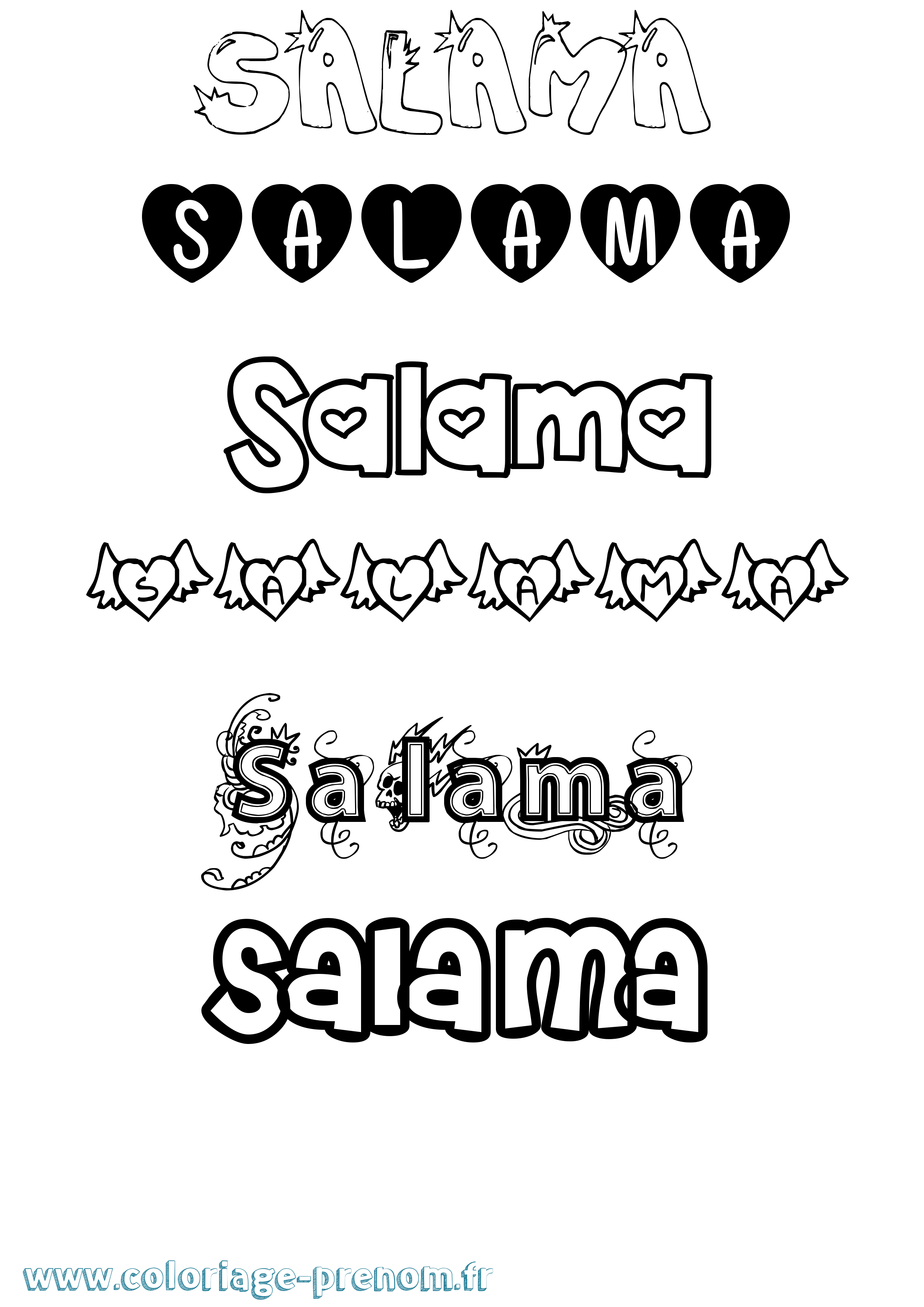 Coloriage prénom Salama Girly