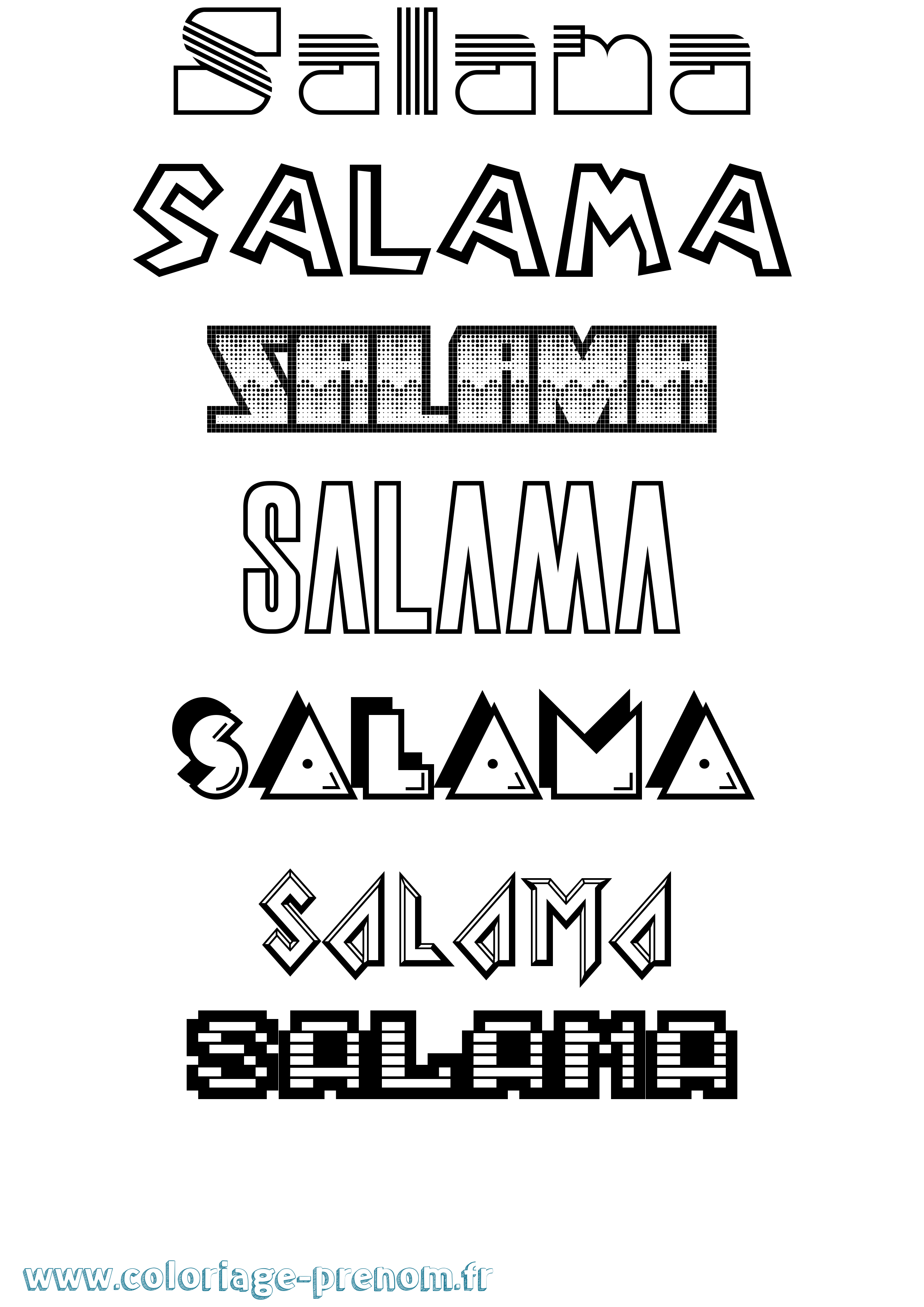 Coloriage prénom Salama Jeux Vidéos