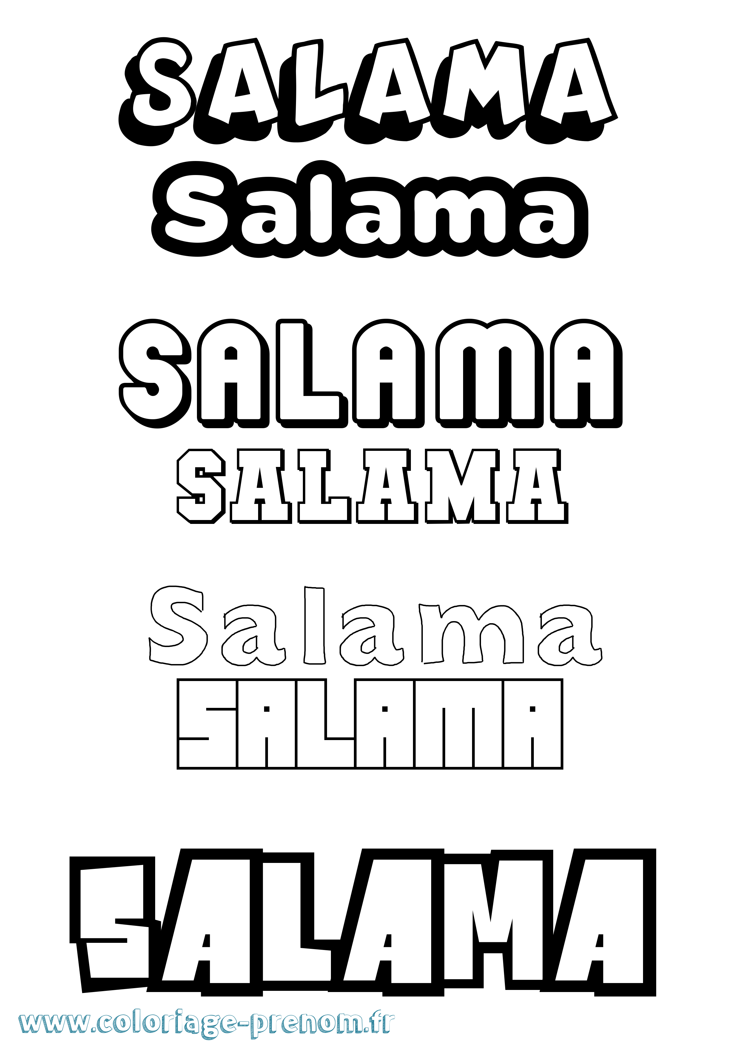Coloriage prénom Salama Simple