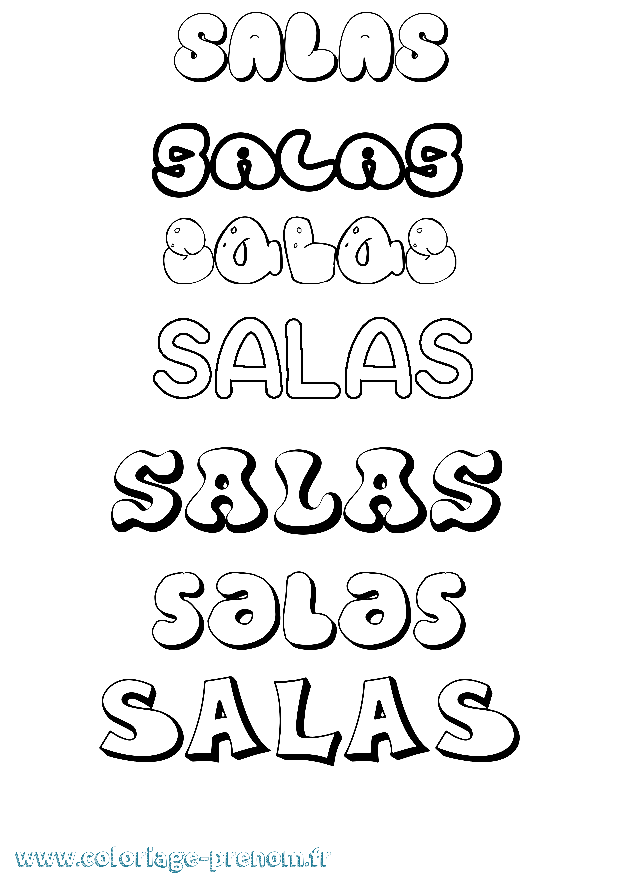 Coloriage Salas Bubble Coloriage prénom Salas Bubble