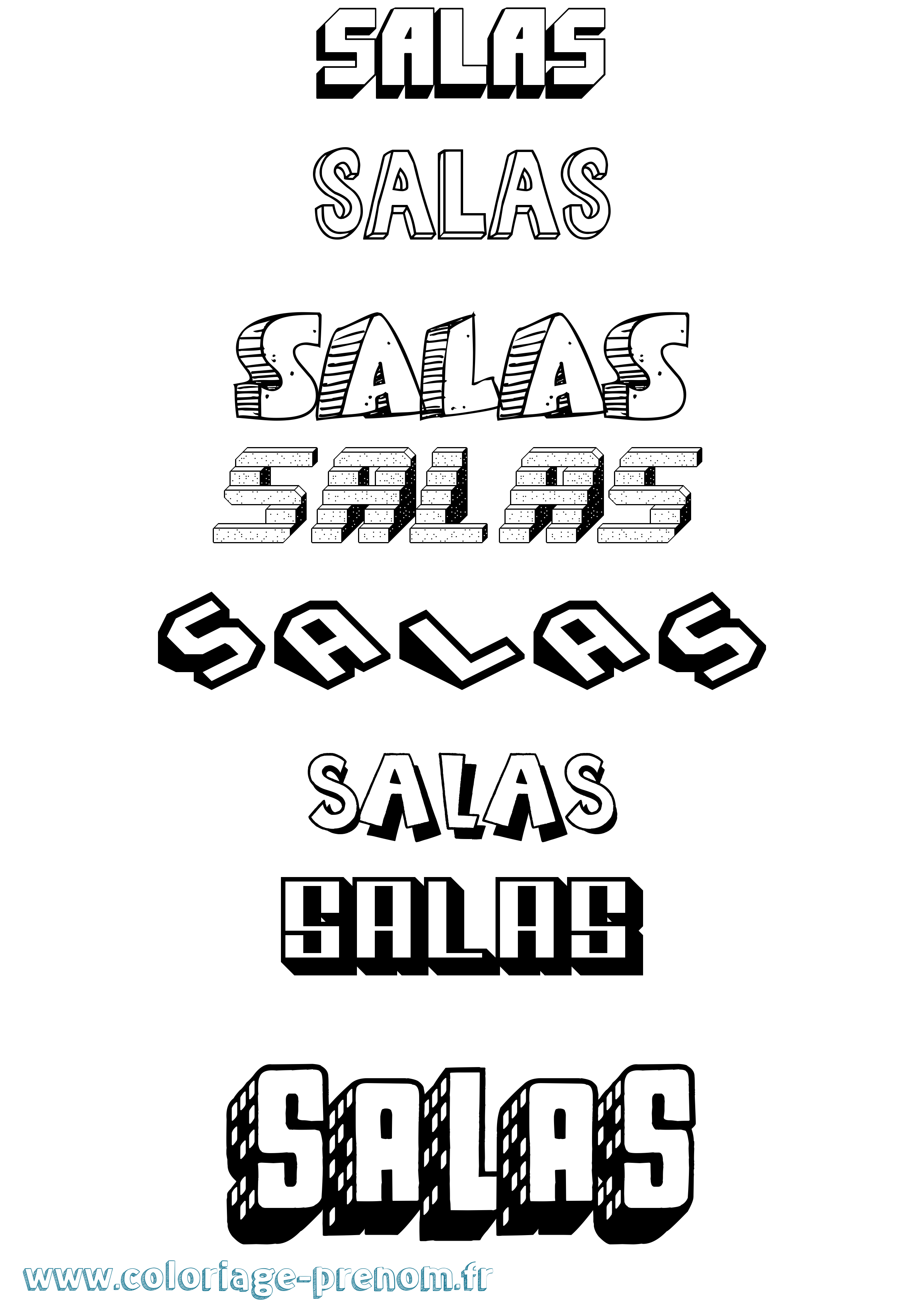 Coloriage Salas Effet 3D Coloriage prénom Salas Effet 3D