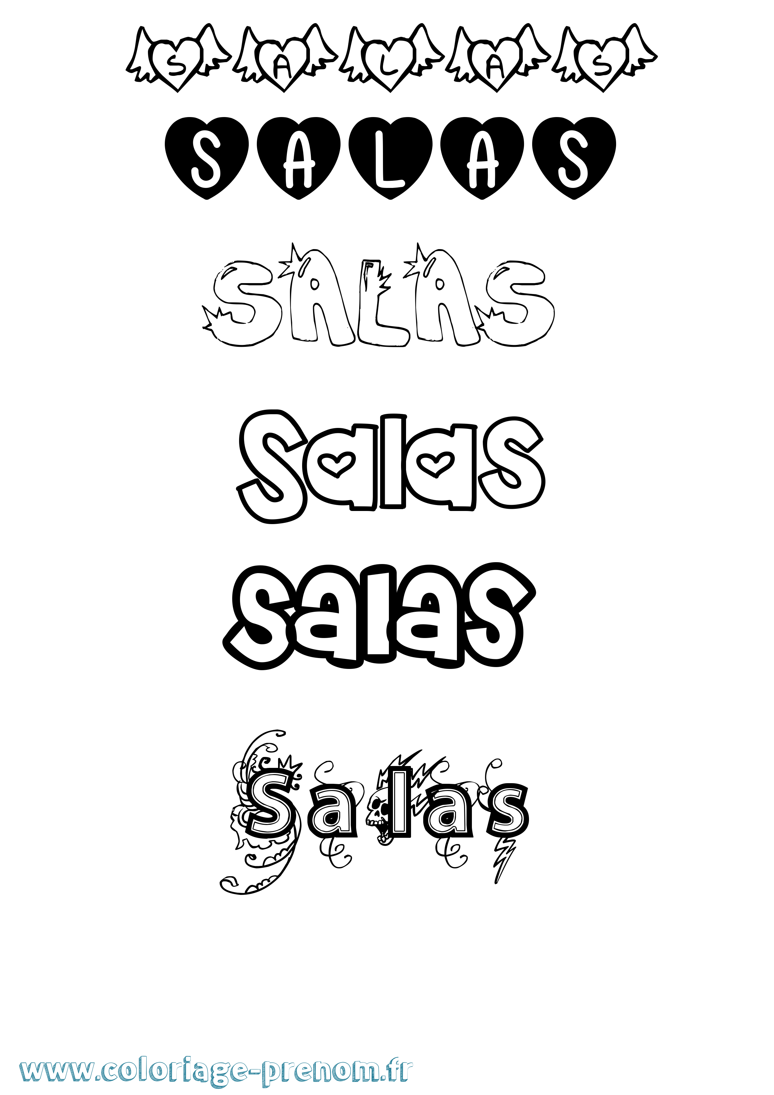 Coloriage prénom Salas Girly
