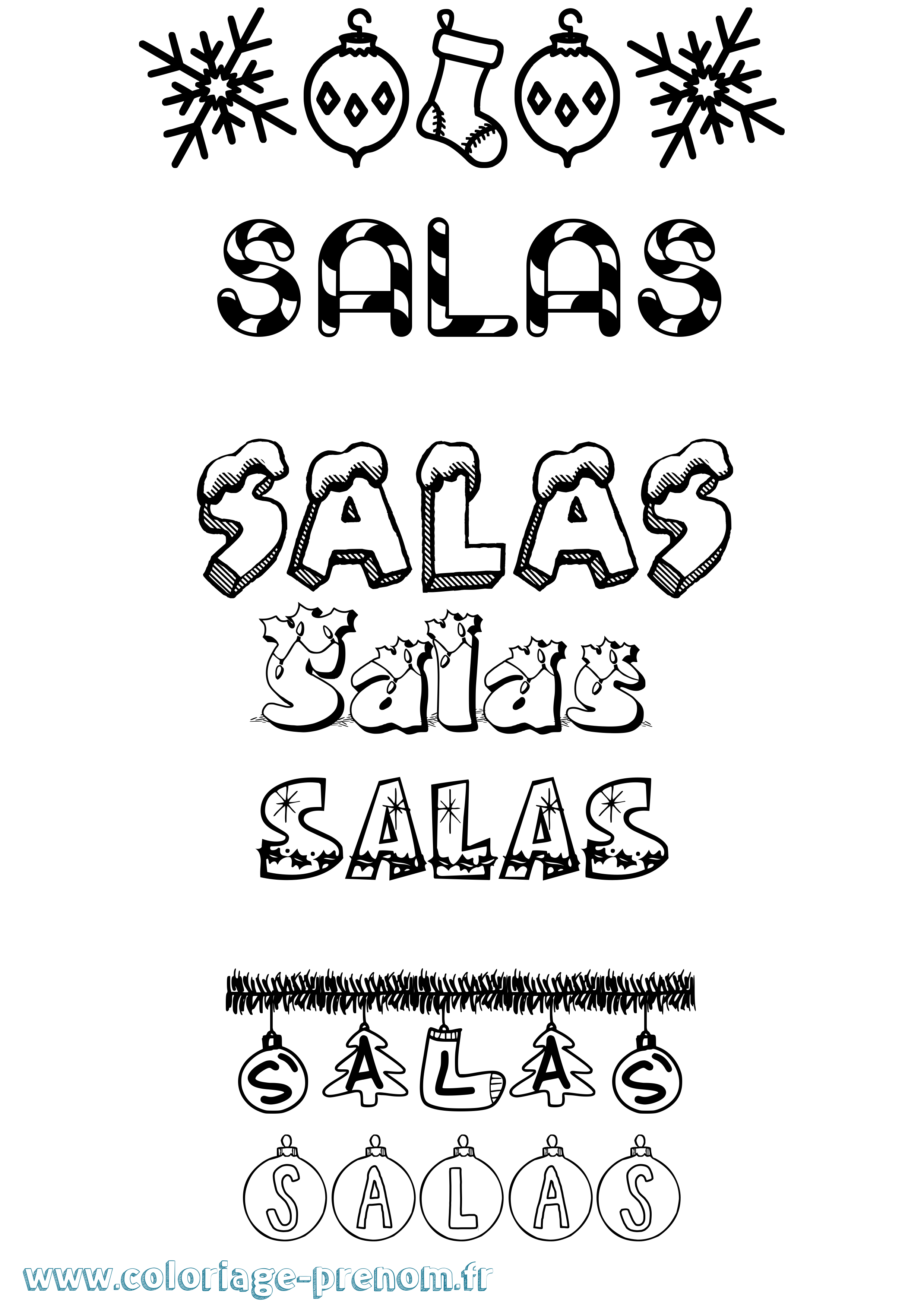 Coloriage prénom Salas Noël