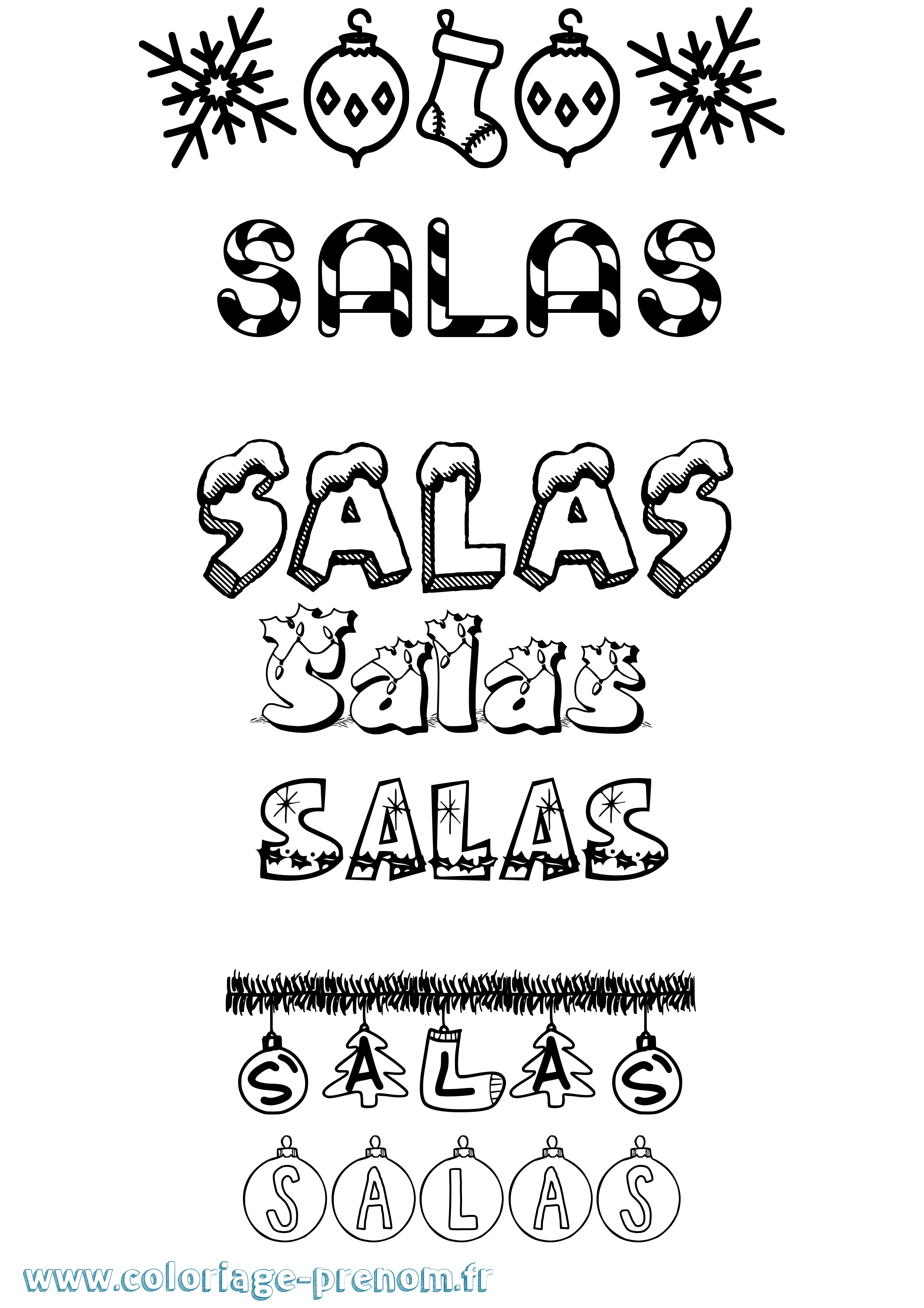Coloriage Salas Noël Coloriage prénom Salas Noël