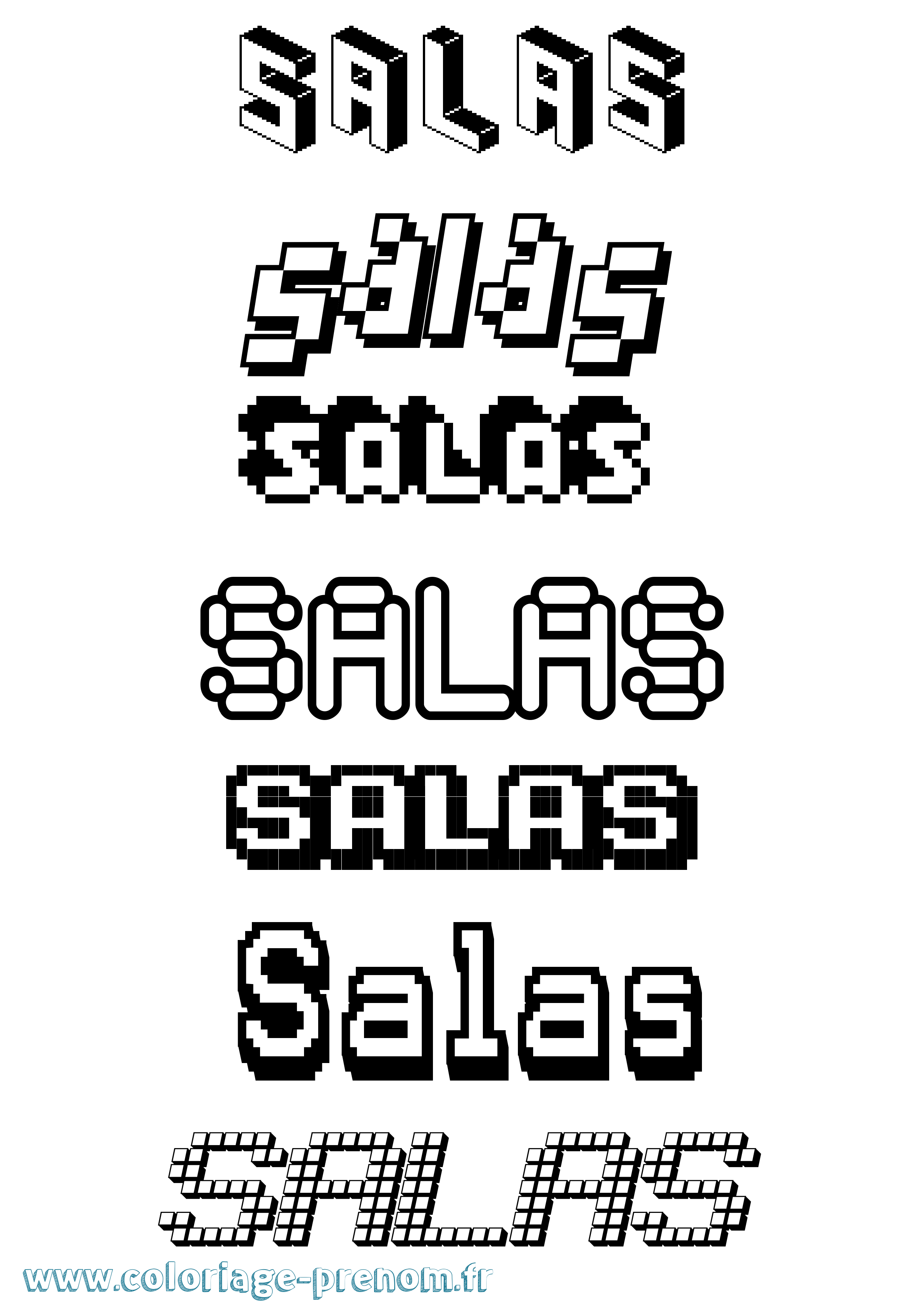 Coloriage Salas Pixel Coloriage prénom Salas Pixel