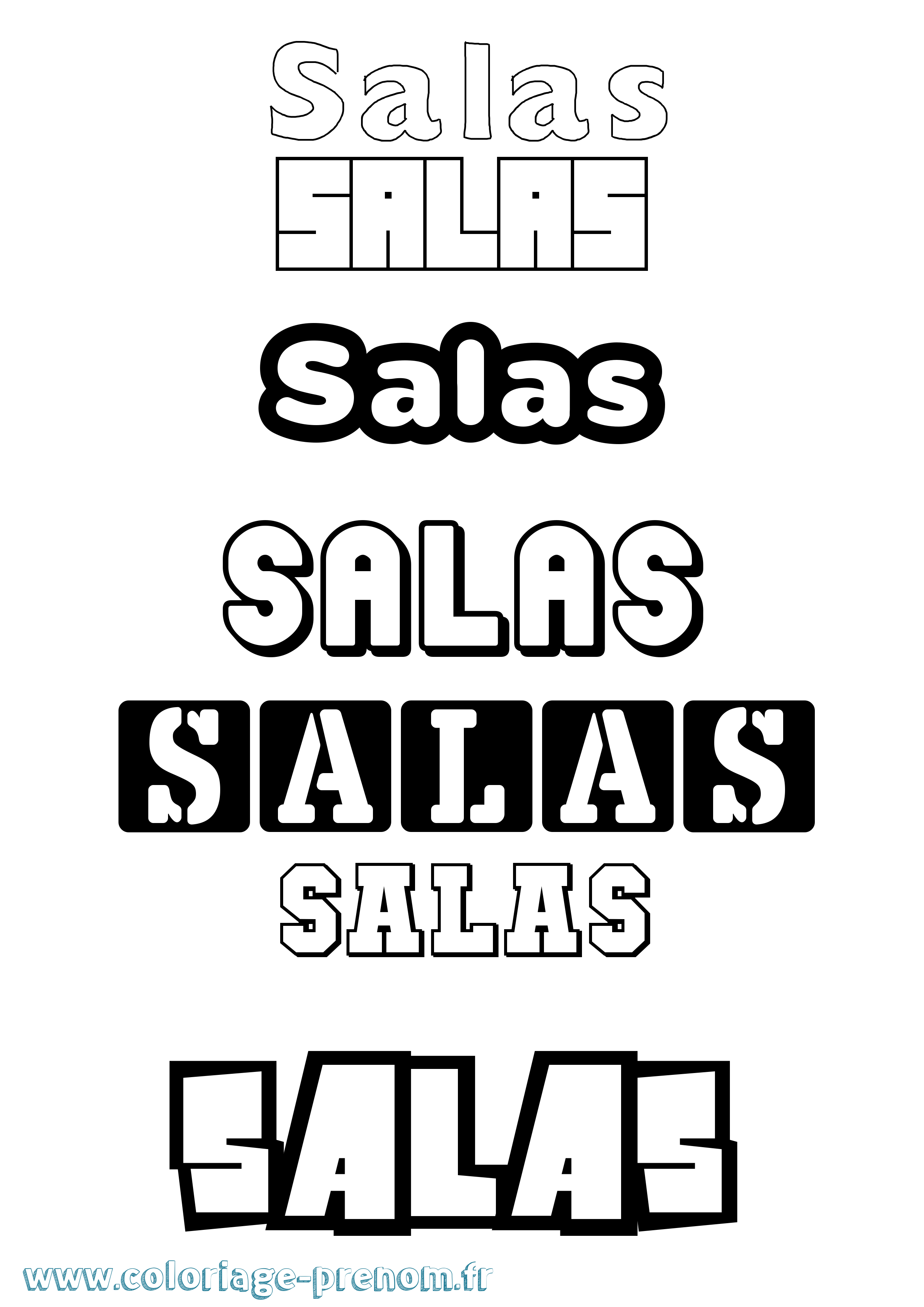 Coloriage prénom Salas Simple