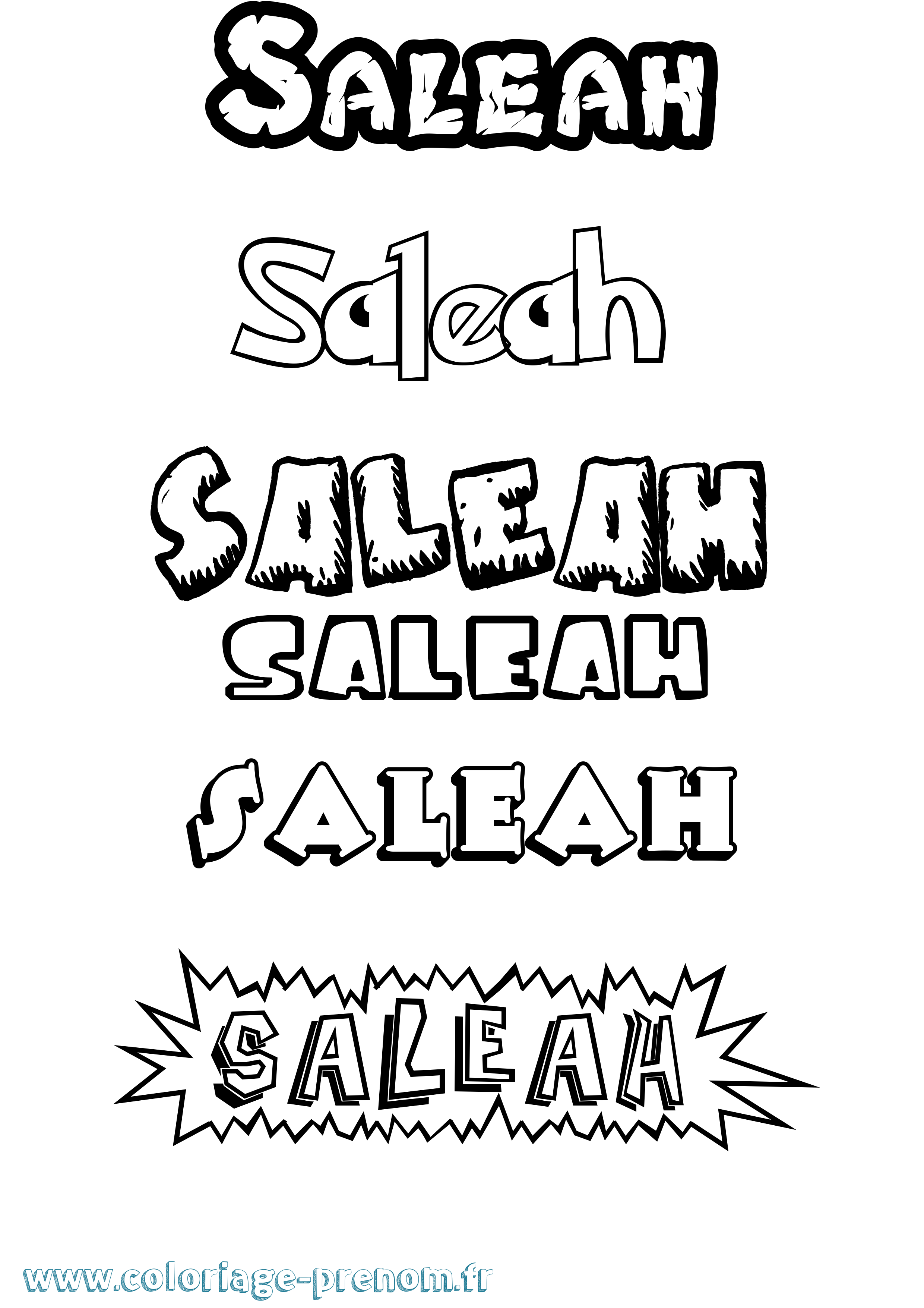 Coloriage prénom Saleah Dessin Animé