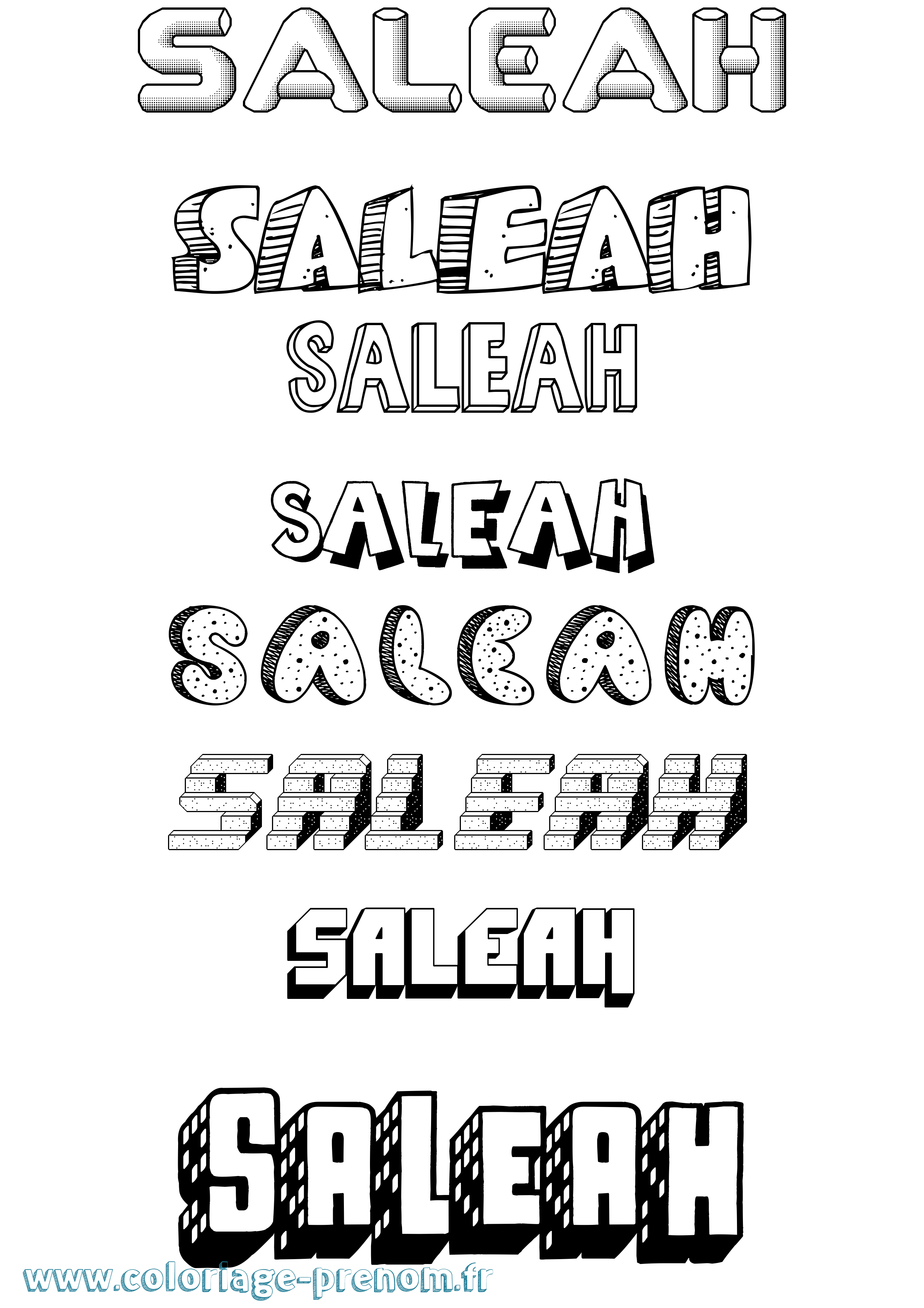 Coloriage prénom Saleah Effet 3D