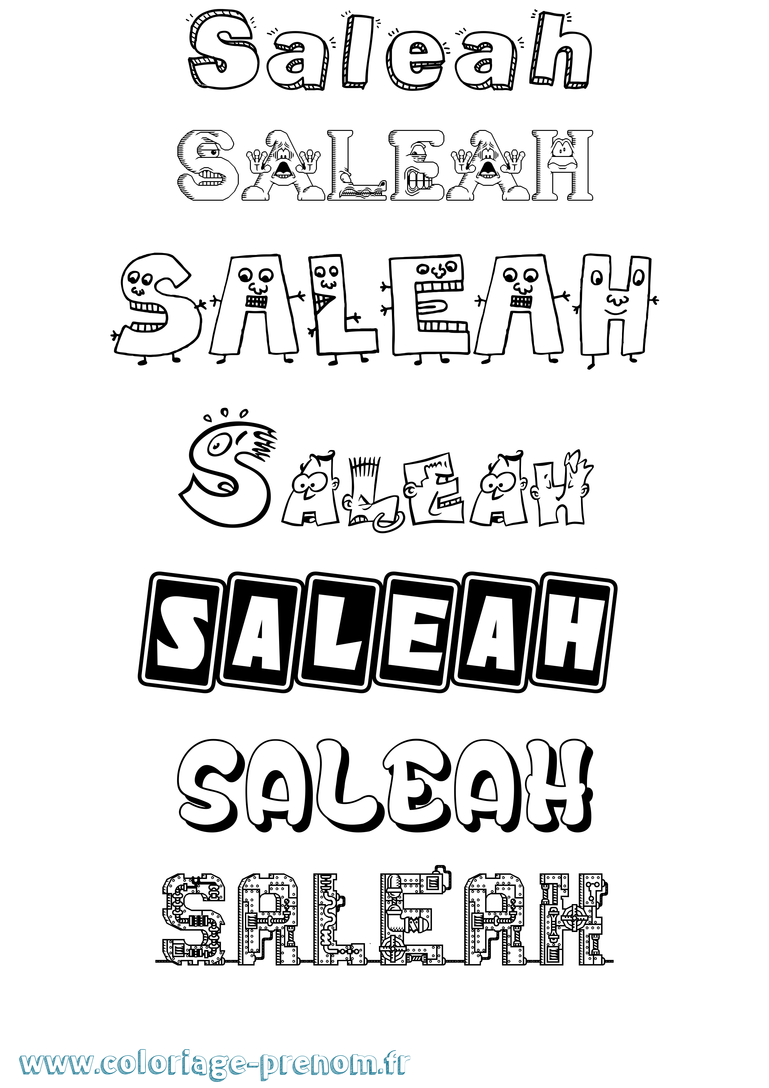 Coloriage prénom Saleah Fun