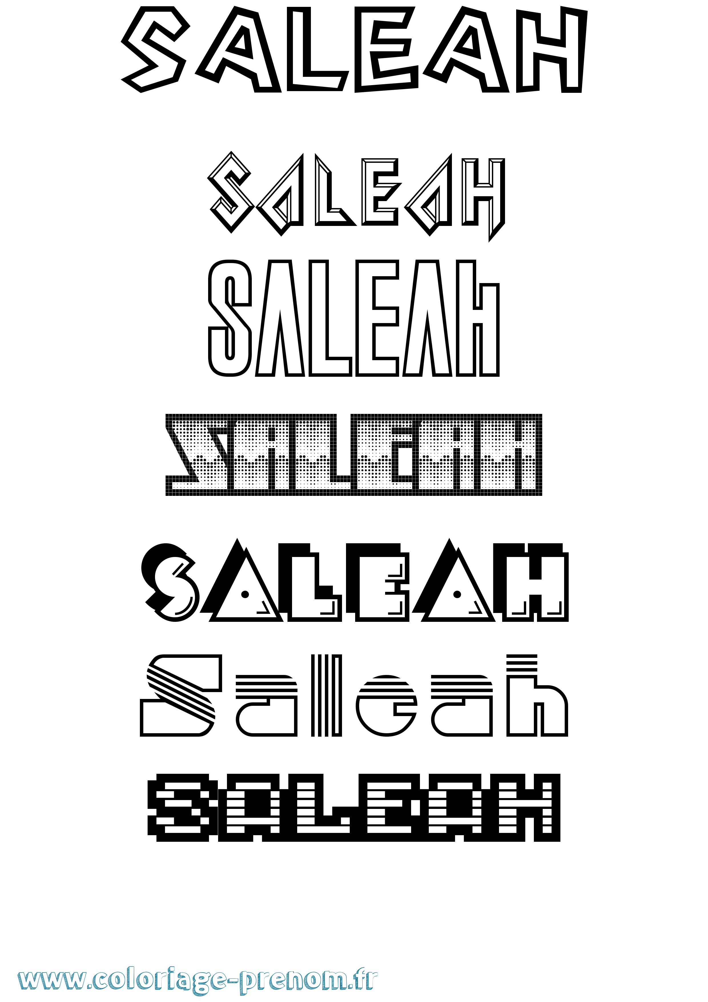 Coloriage prénom Saleah Jeux Vidéos