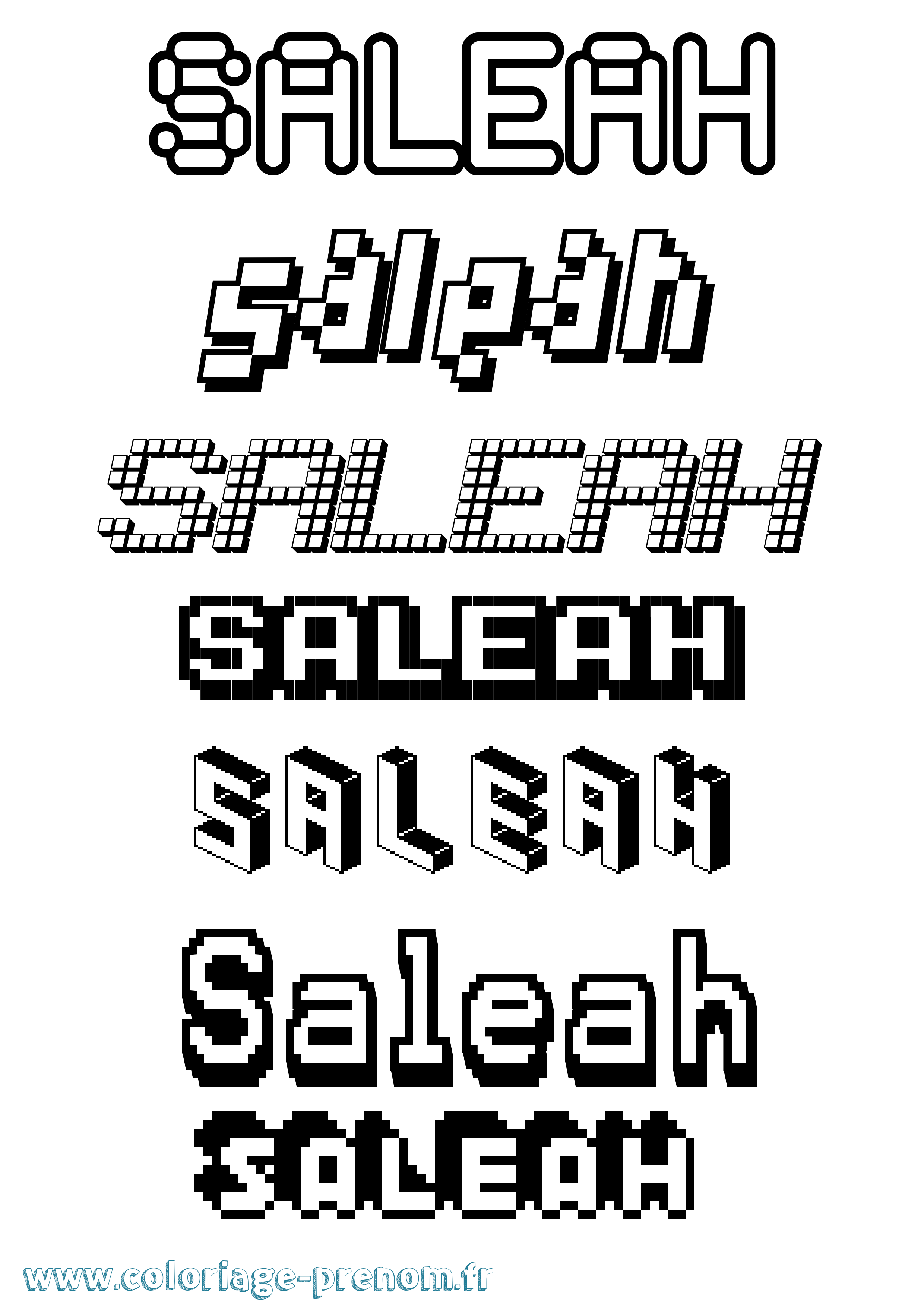 Coloriage prénom Saleah Pixel