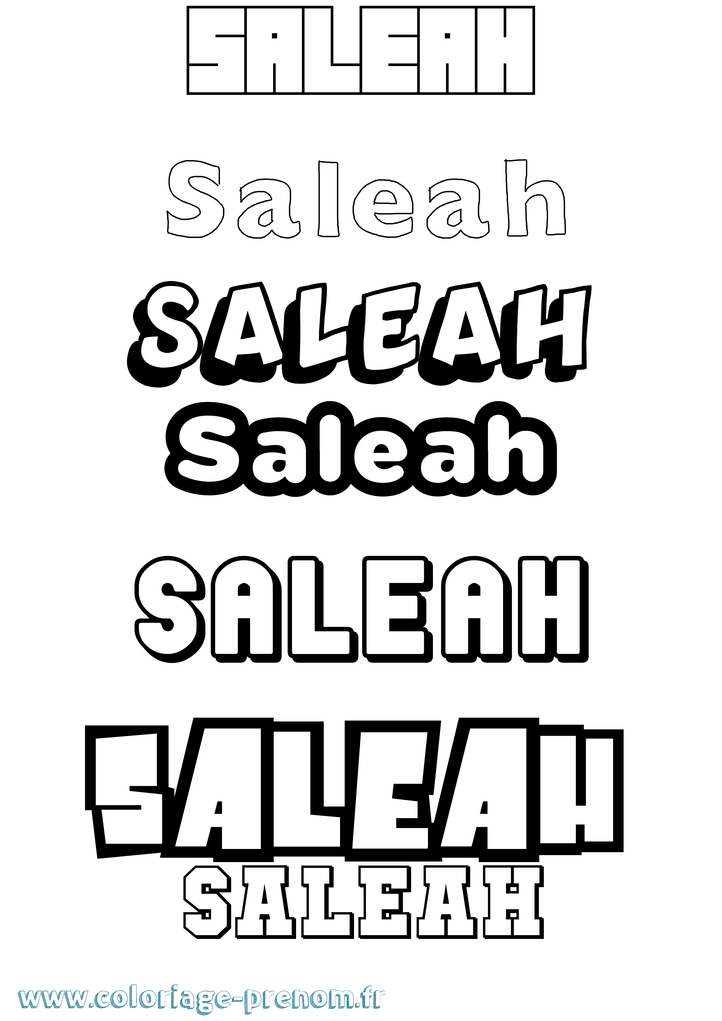 Coloriage prénom Saleah Simple