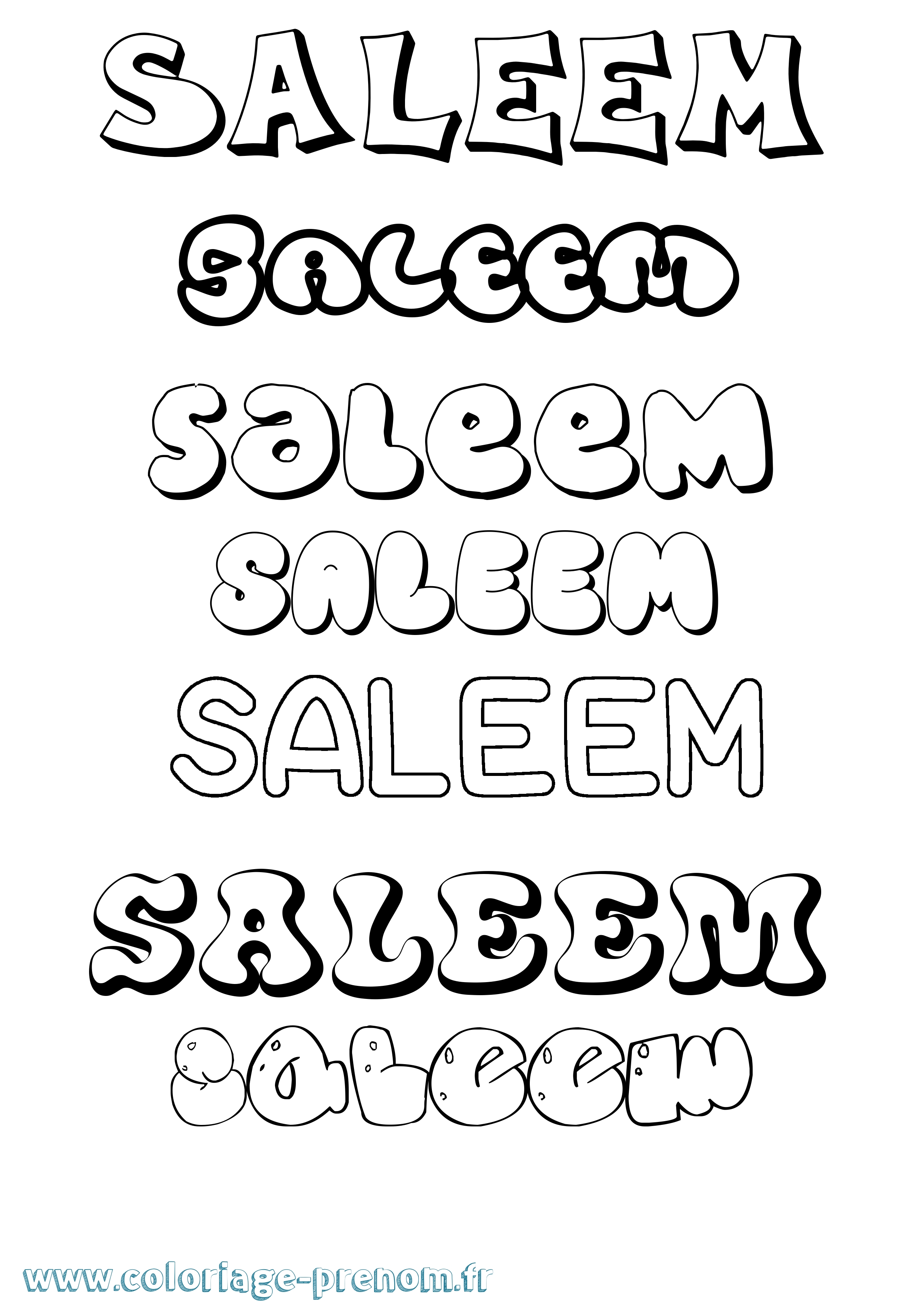 Coloriage Saleem Bubble Coloriage prénom Saleem Bubble