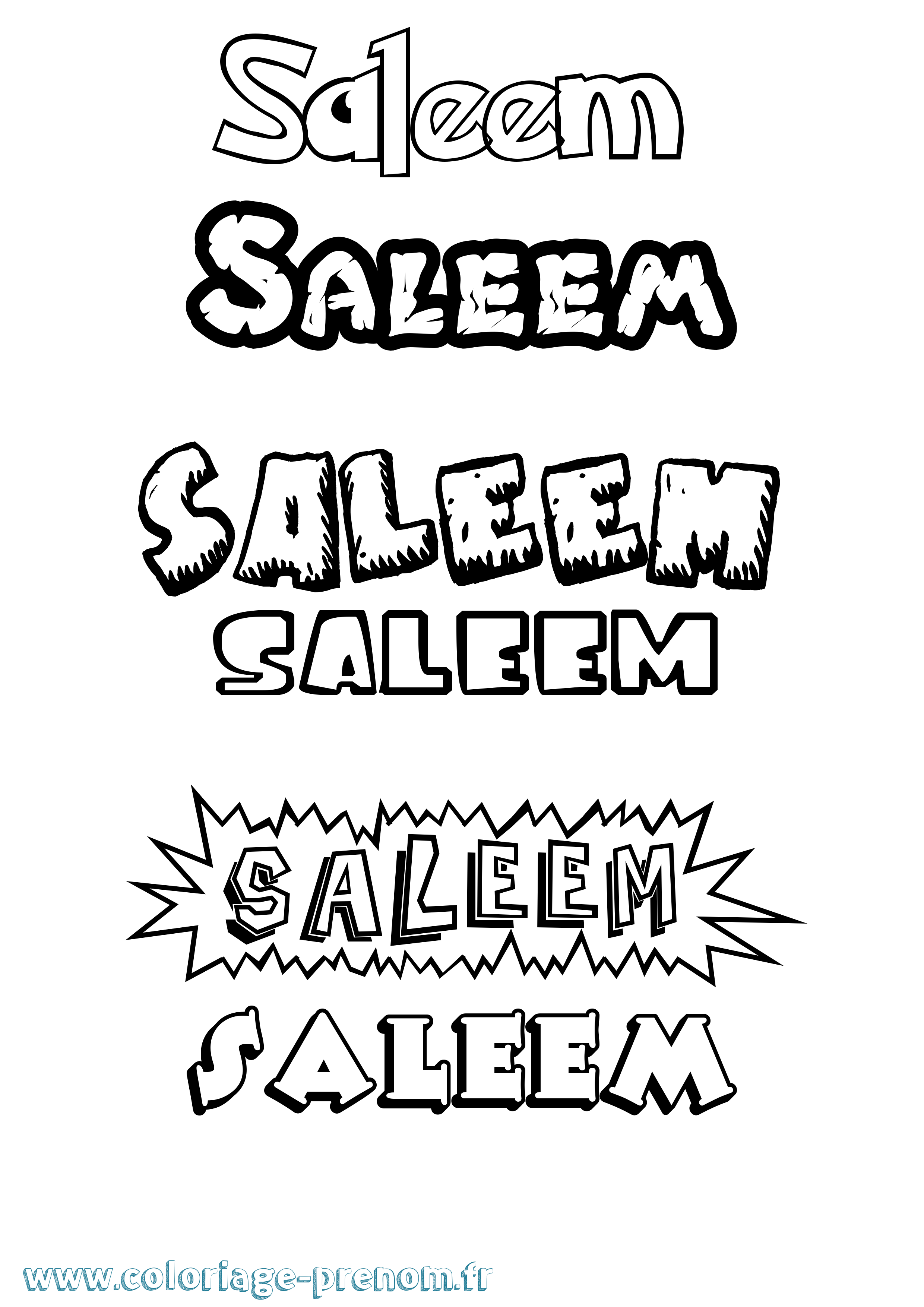 Coloriage prénom Saleem Dessin Animé