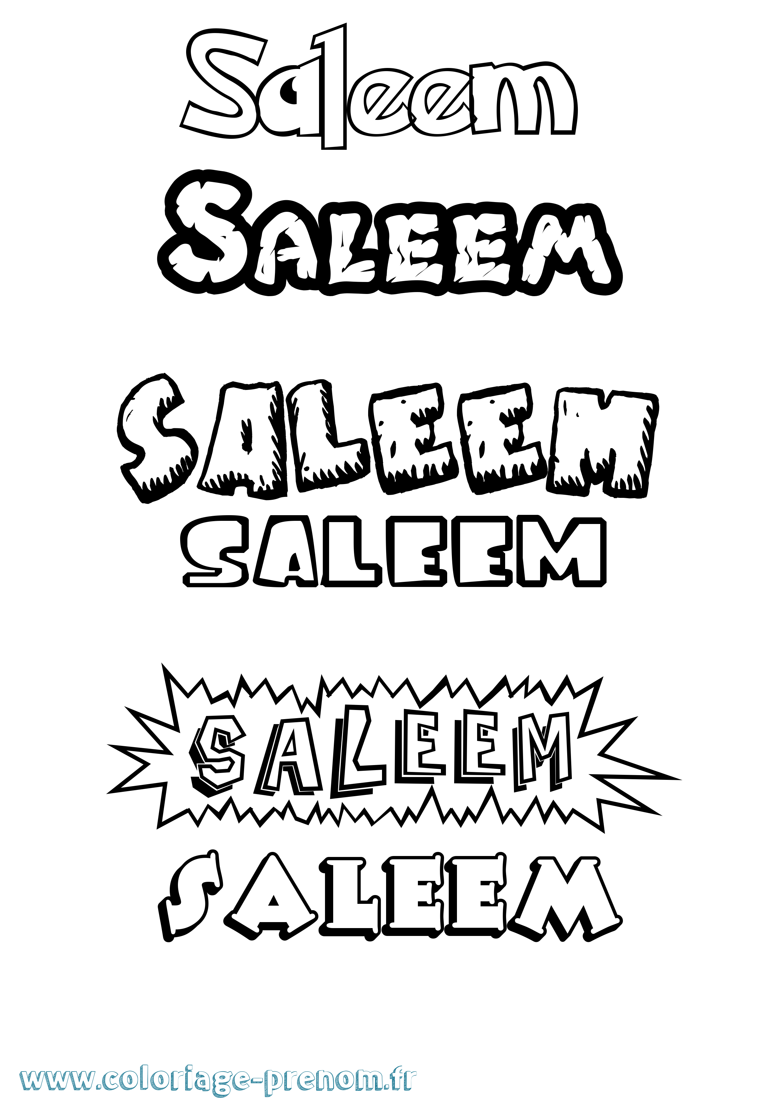 Coloriage Saleem Dessin Animé Coloriage prénom Saleem Dessin Animé