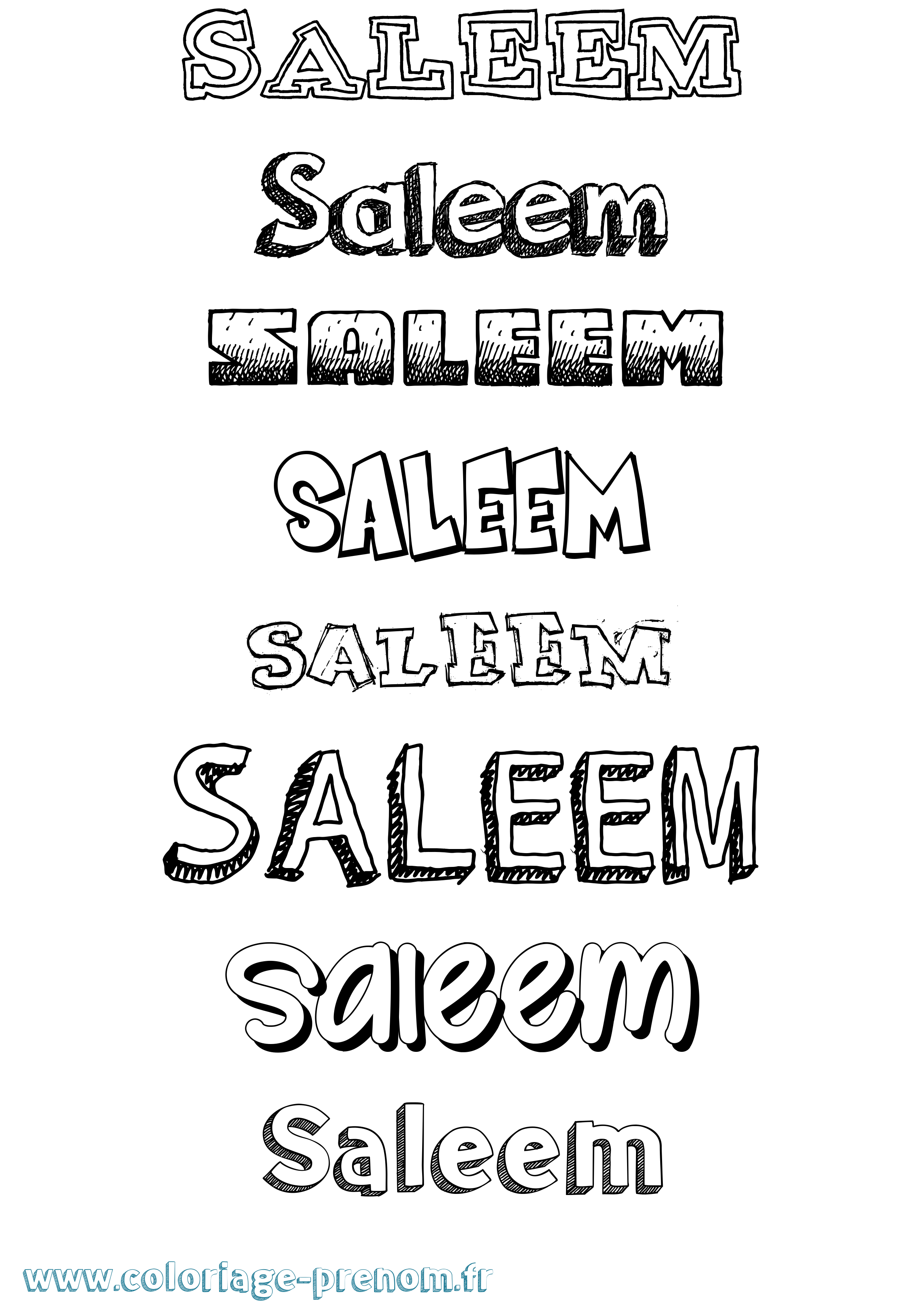 Coloriage prénom Saleem Dessiné