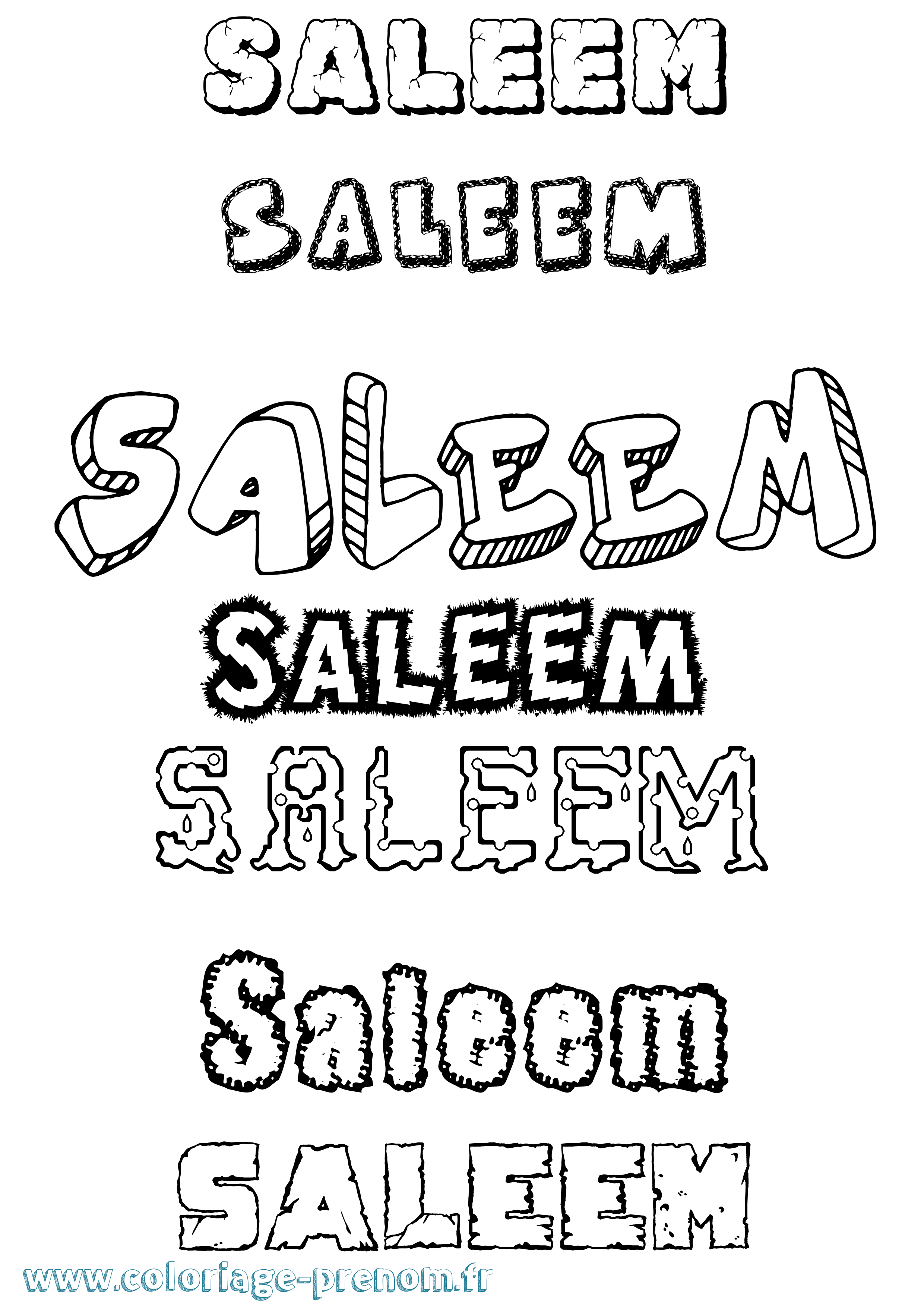 Coloriage prénom Saleem Destructuré