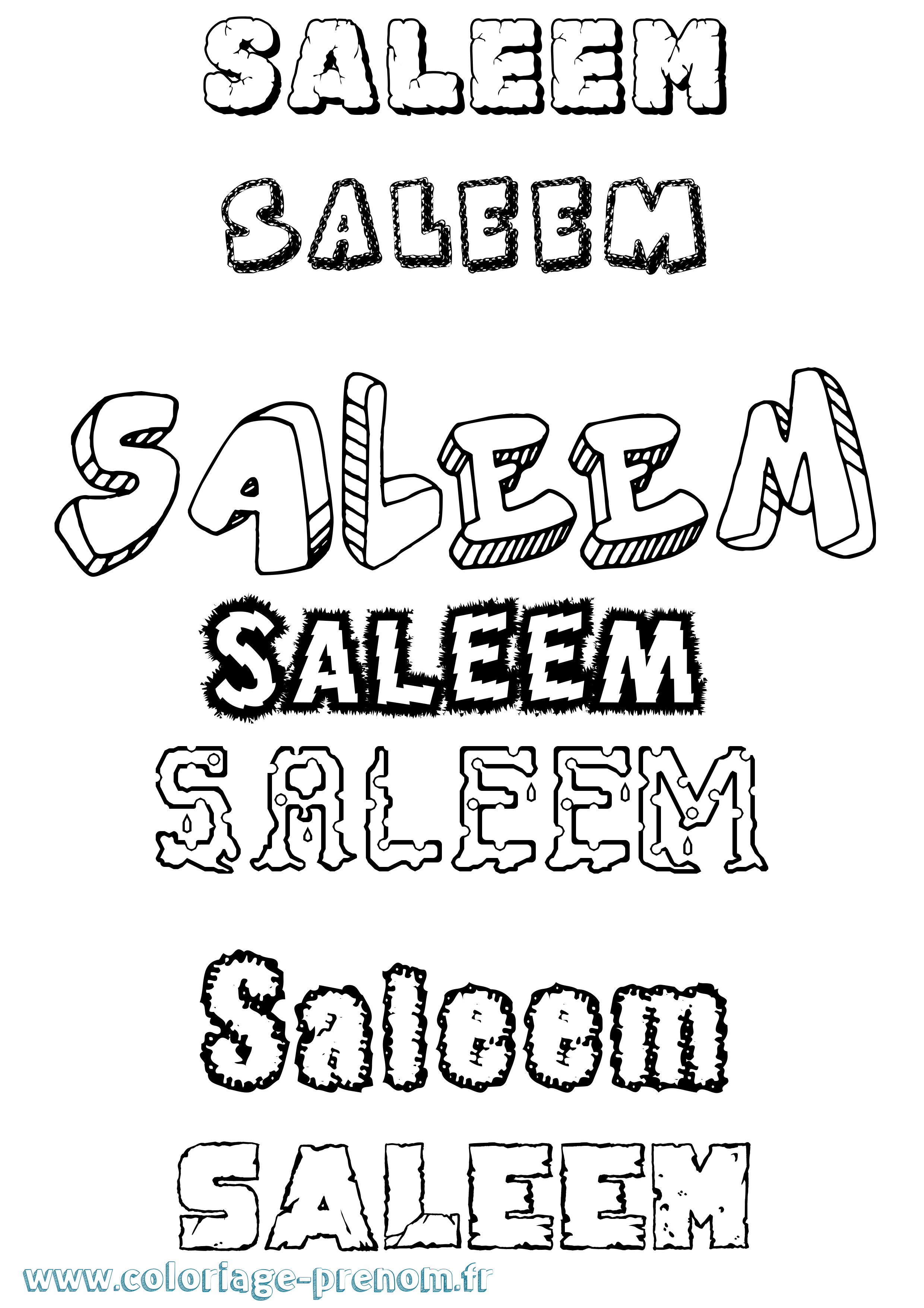 Coloriage Saleem Destructuré Coloriage prénom Saleem Destructuré