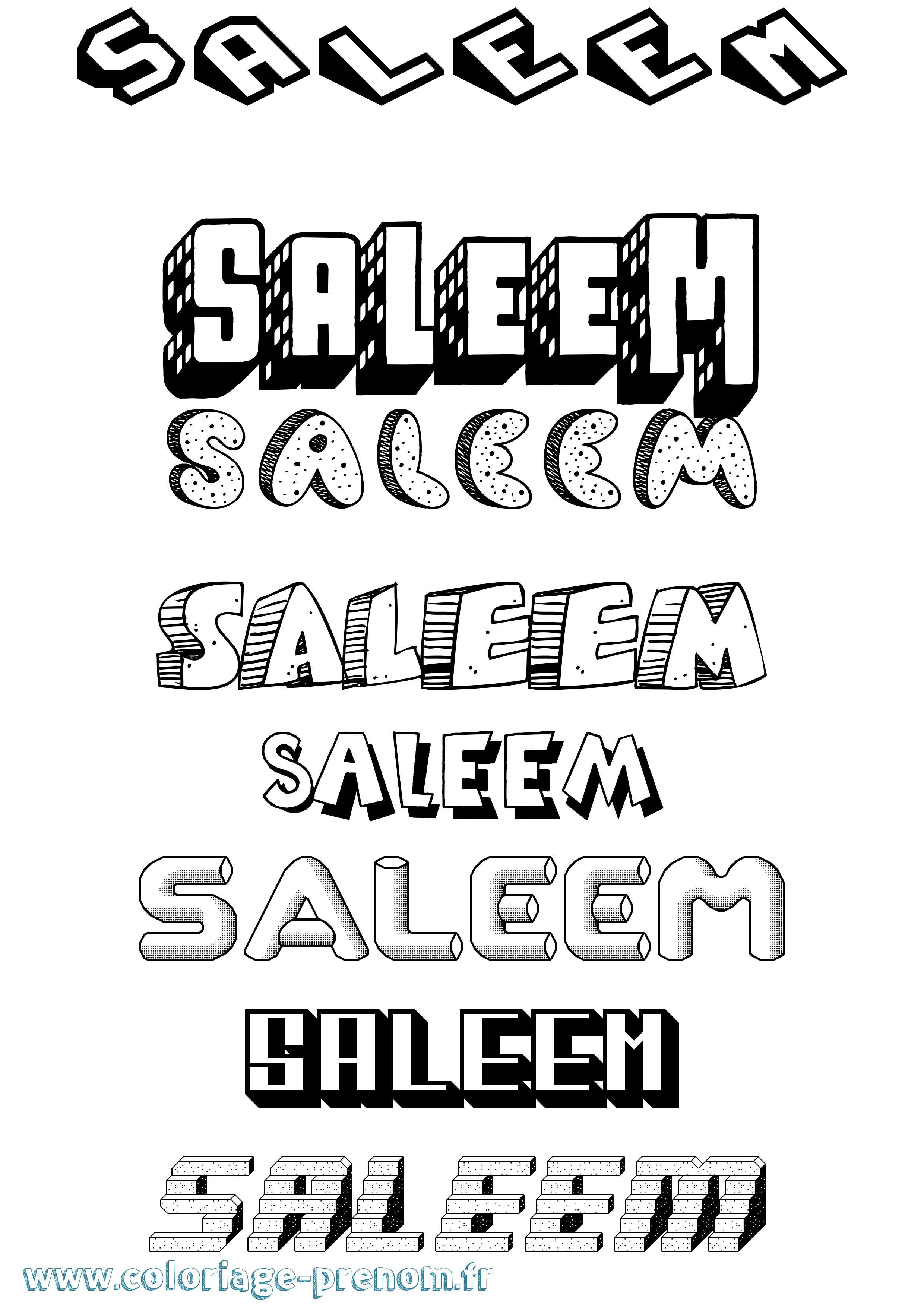 Coloriage Saleem Effet 3D Coloriage prénom Saleem Effet 3D