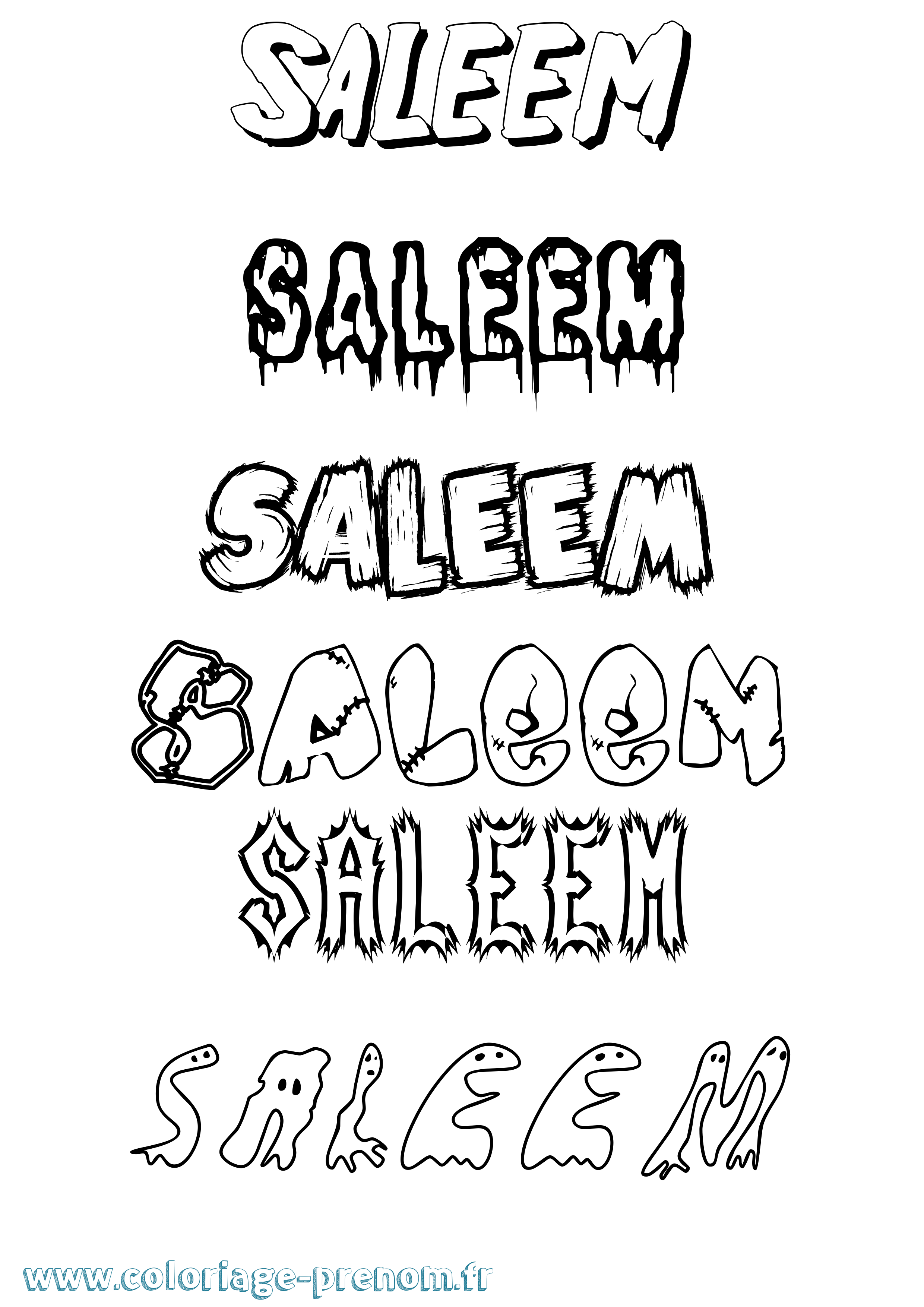 Coloriage prénom Saleem Frisson