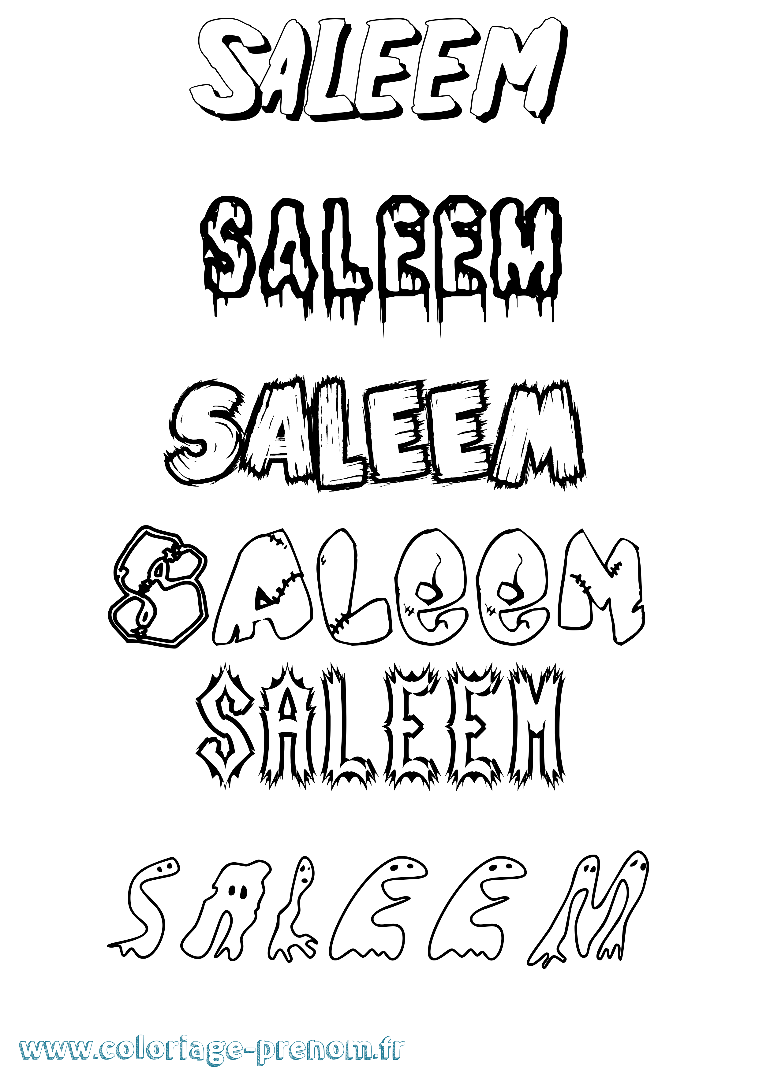 Coloriage Saleem Frisson Coloriage prénom Saleem Frisson