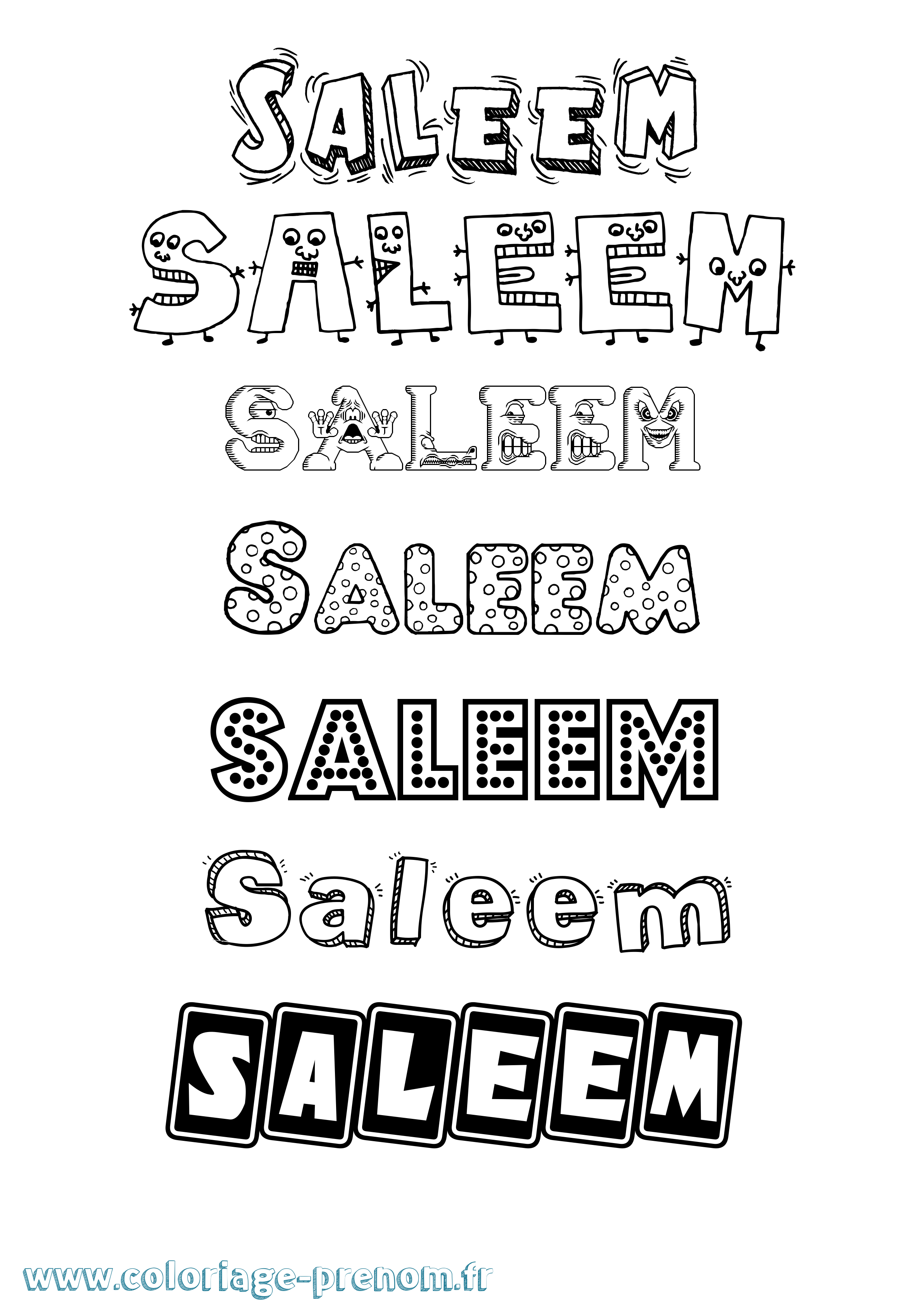 Coloriage Saleem Fun Coloriage prénom Saleem Fun