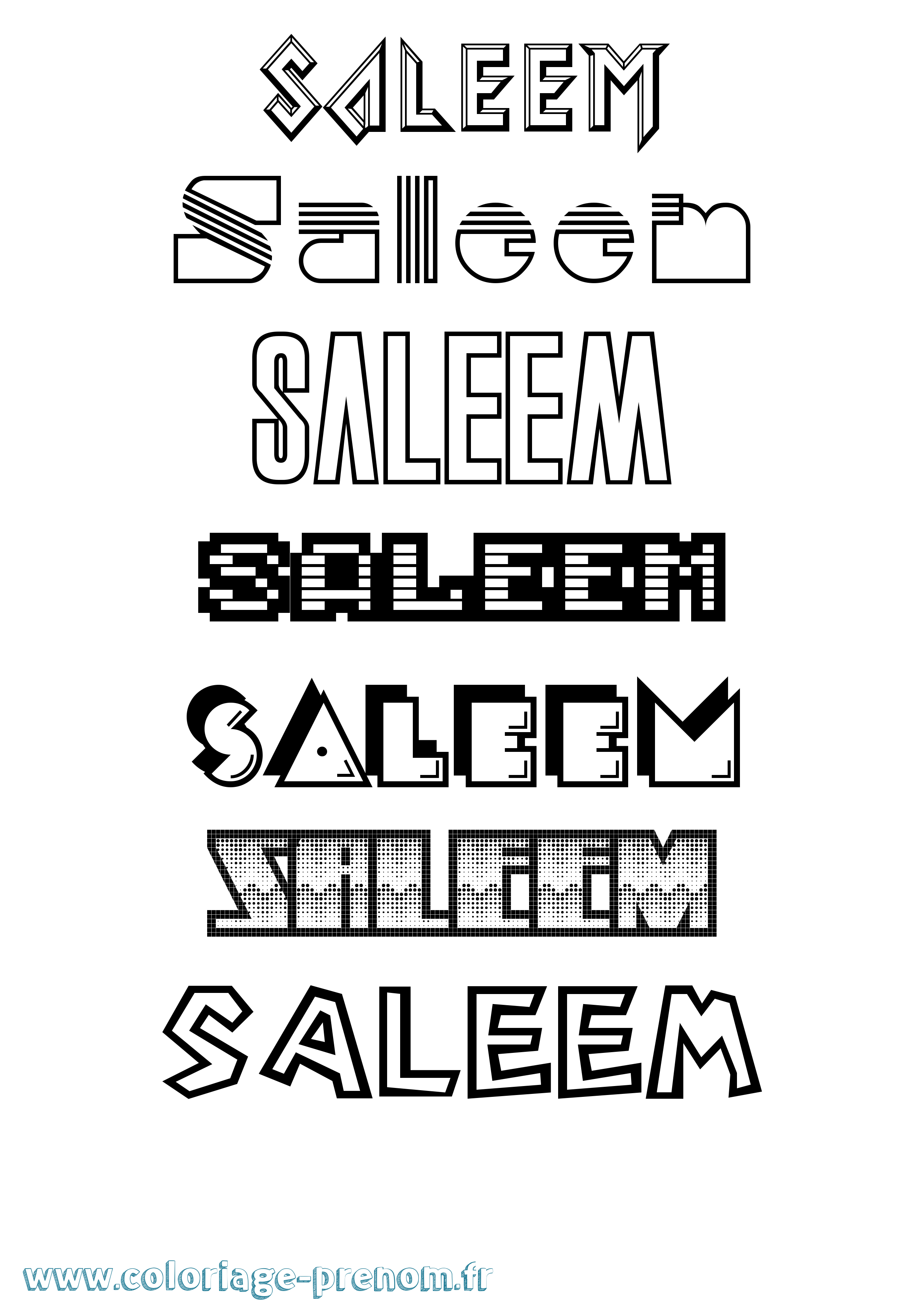 Coloriage Saleem Jeux Vidéos Coloriage prénom Saleem Jeux Vidéos