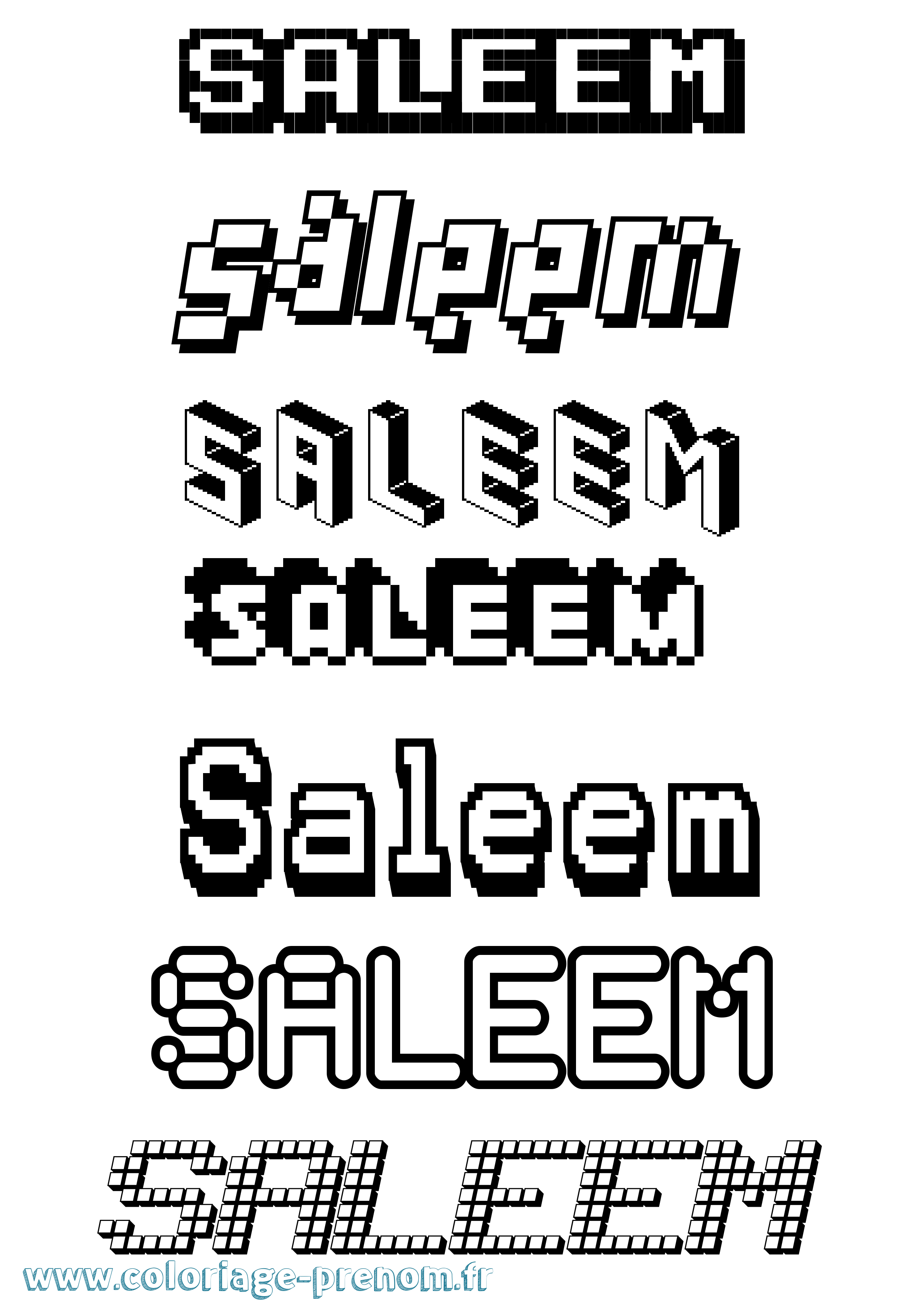 Coloriage prénom Saleem Pixel