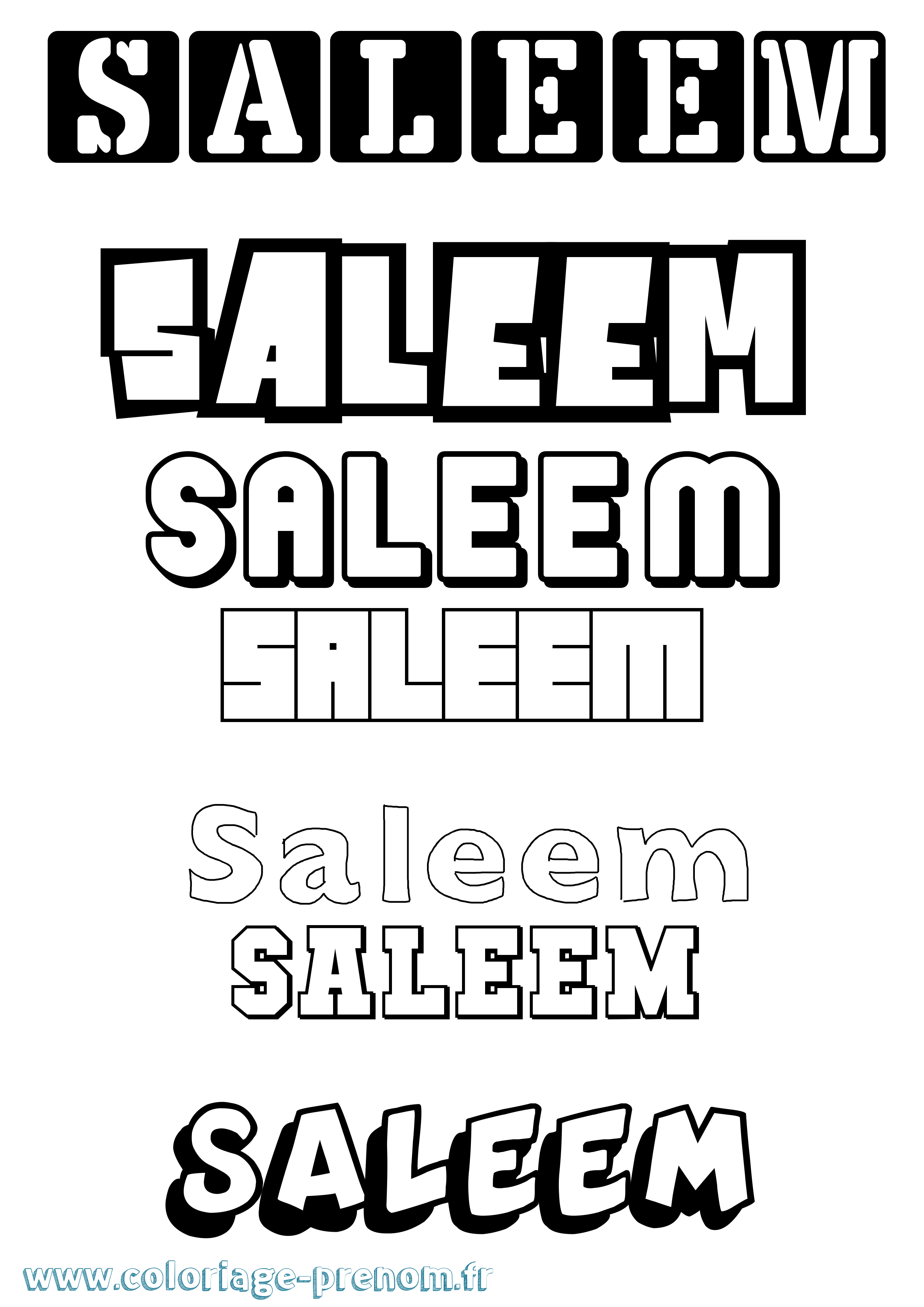 Coloriage Saleem Simple Coloriage prénom Saleem Simple