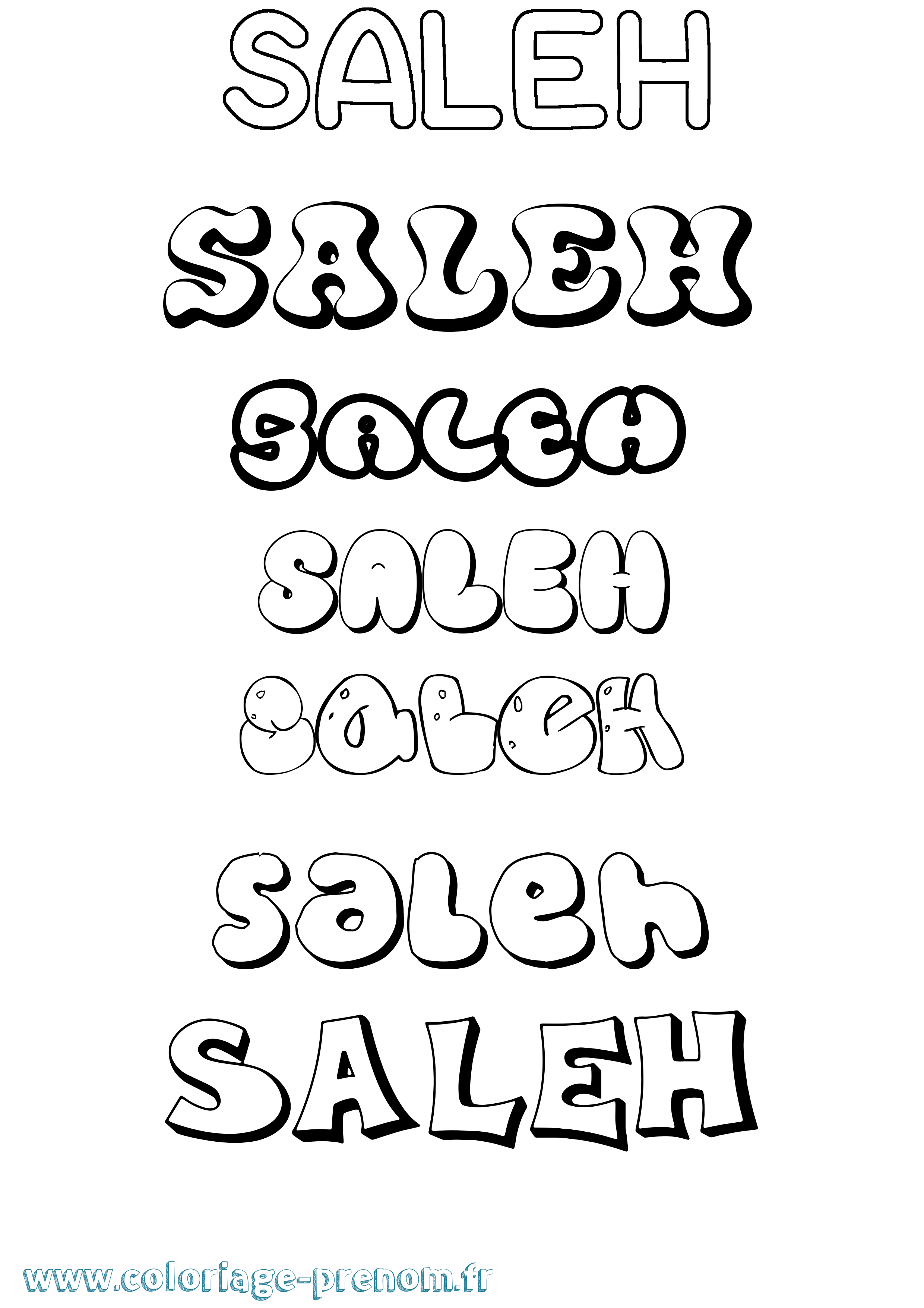 Coloriage prénom Saleh Bubble