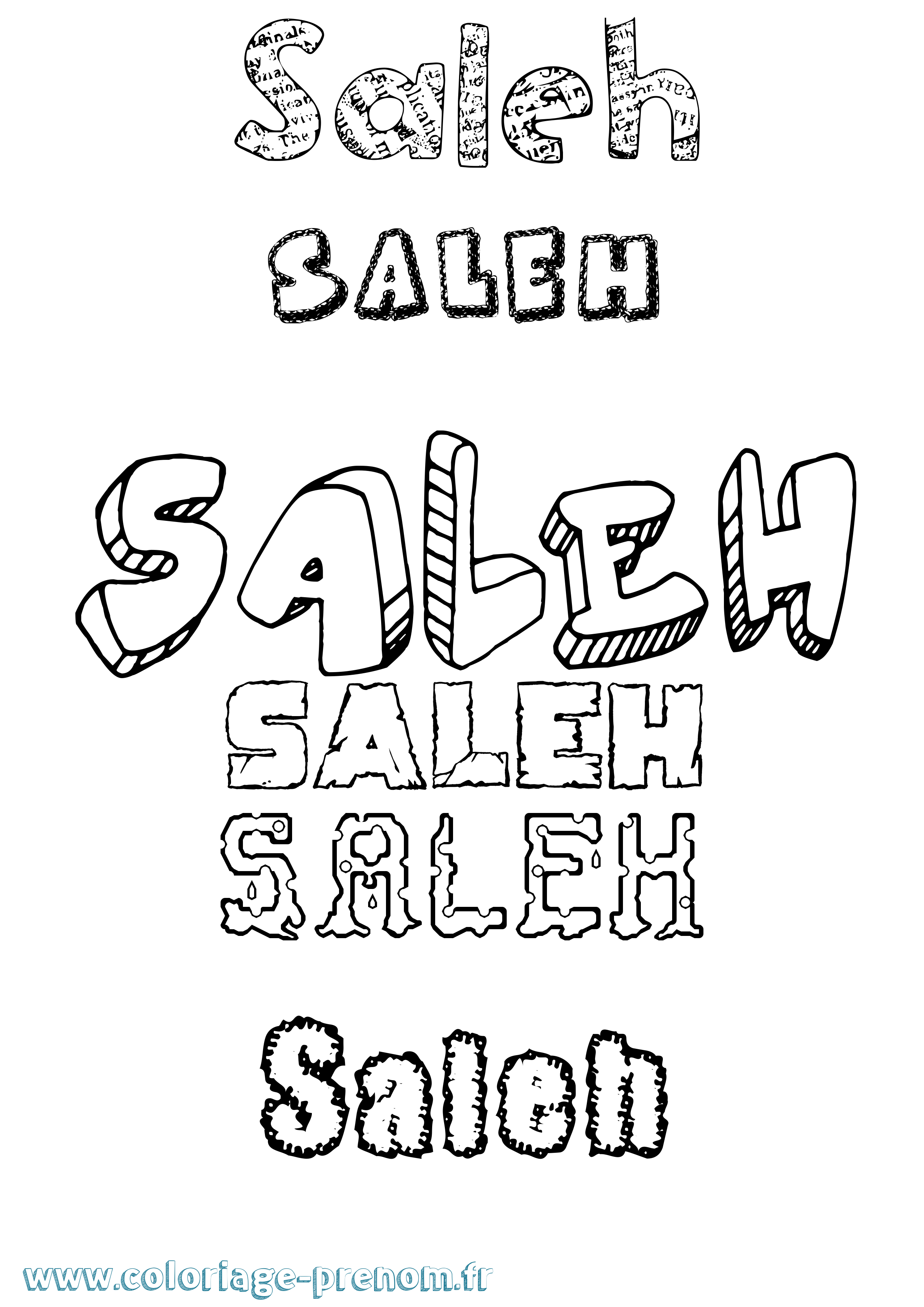 Coloriage prénom Saleh Destructuré