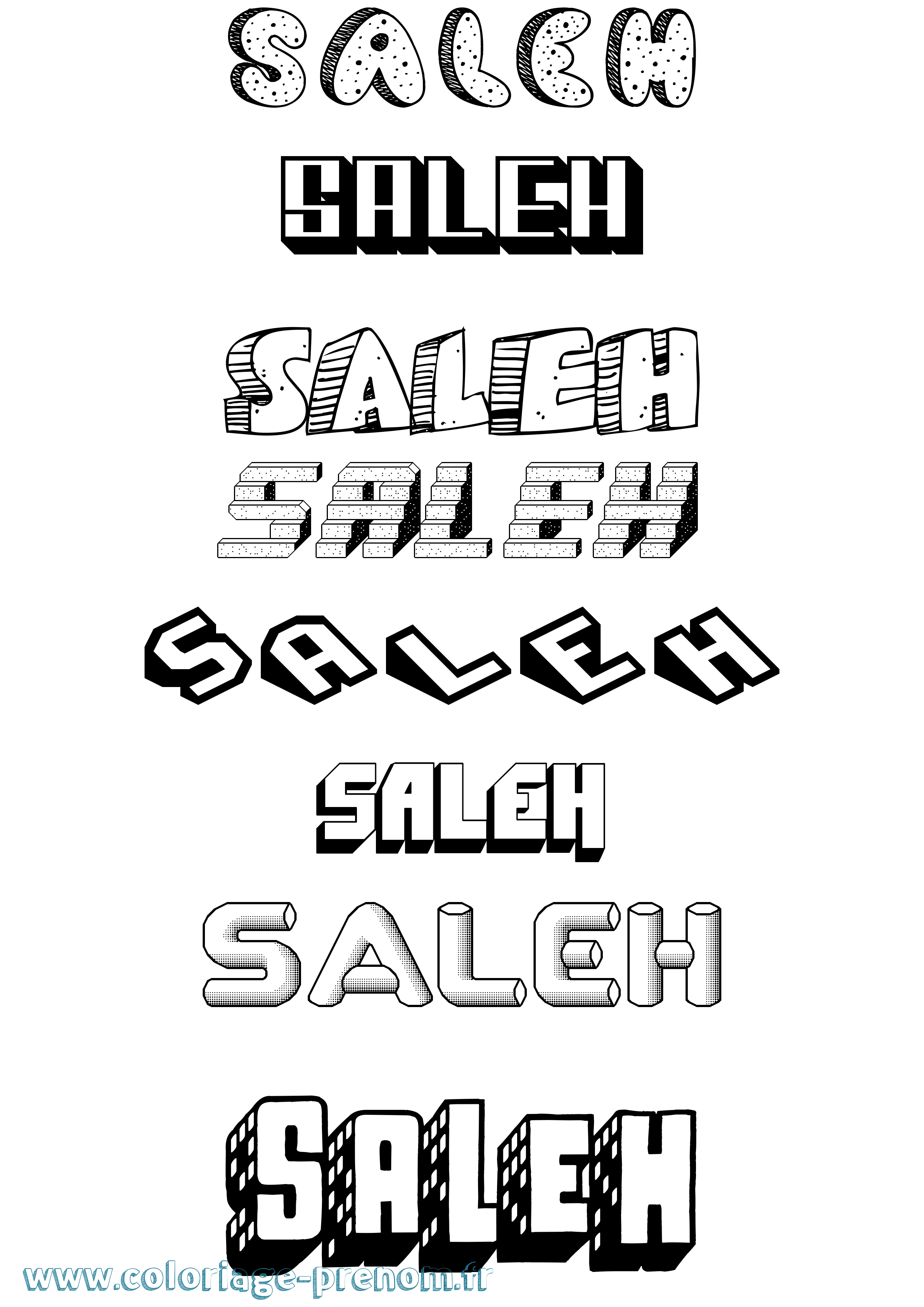 Coloriage prénom Saleh Effet 3D
