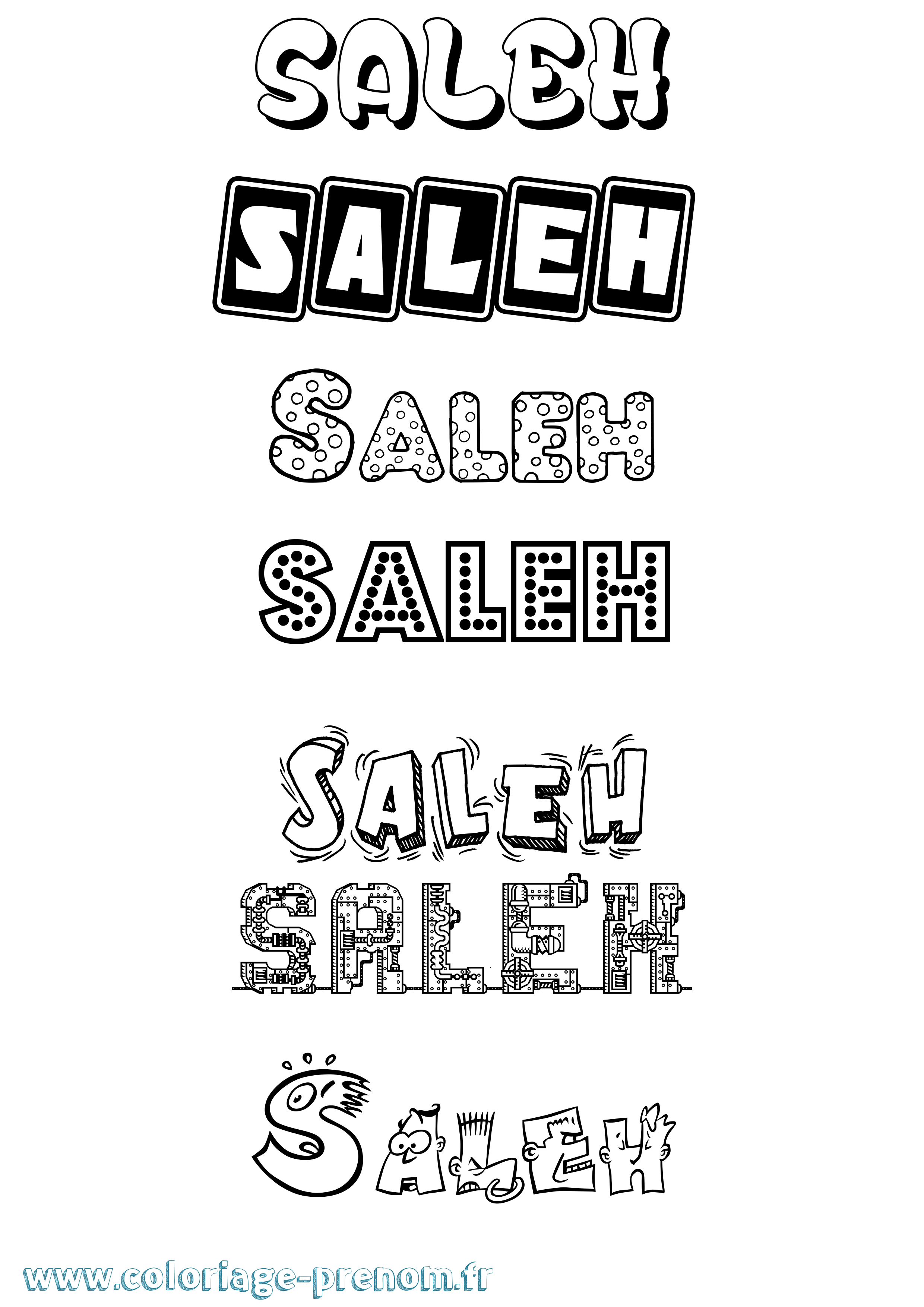 Coloriage prénom Saleh Fun