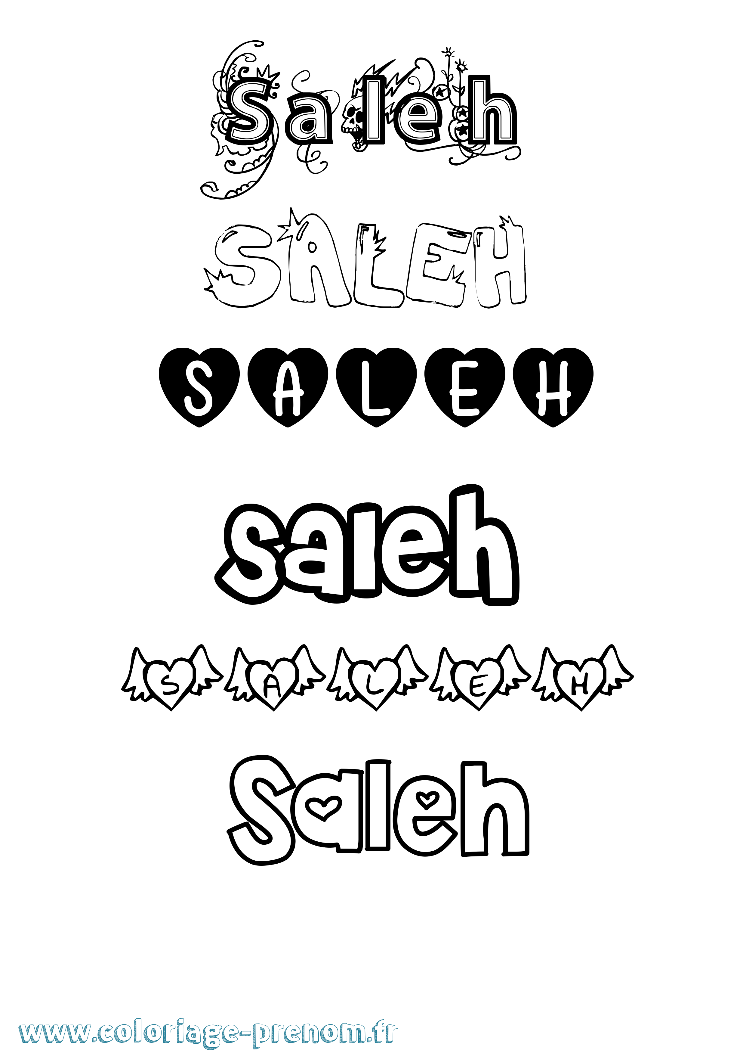 Coloriage prénom Saleh Girly