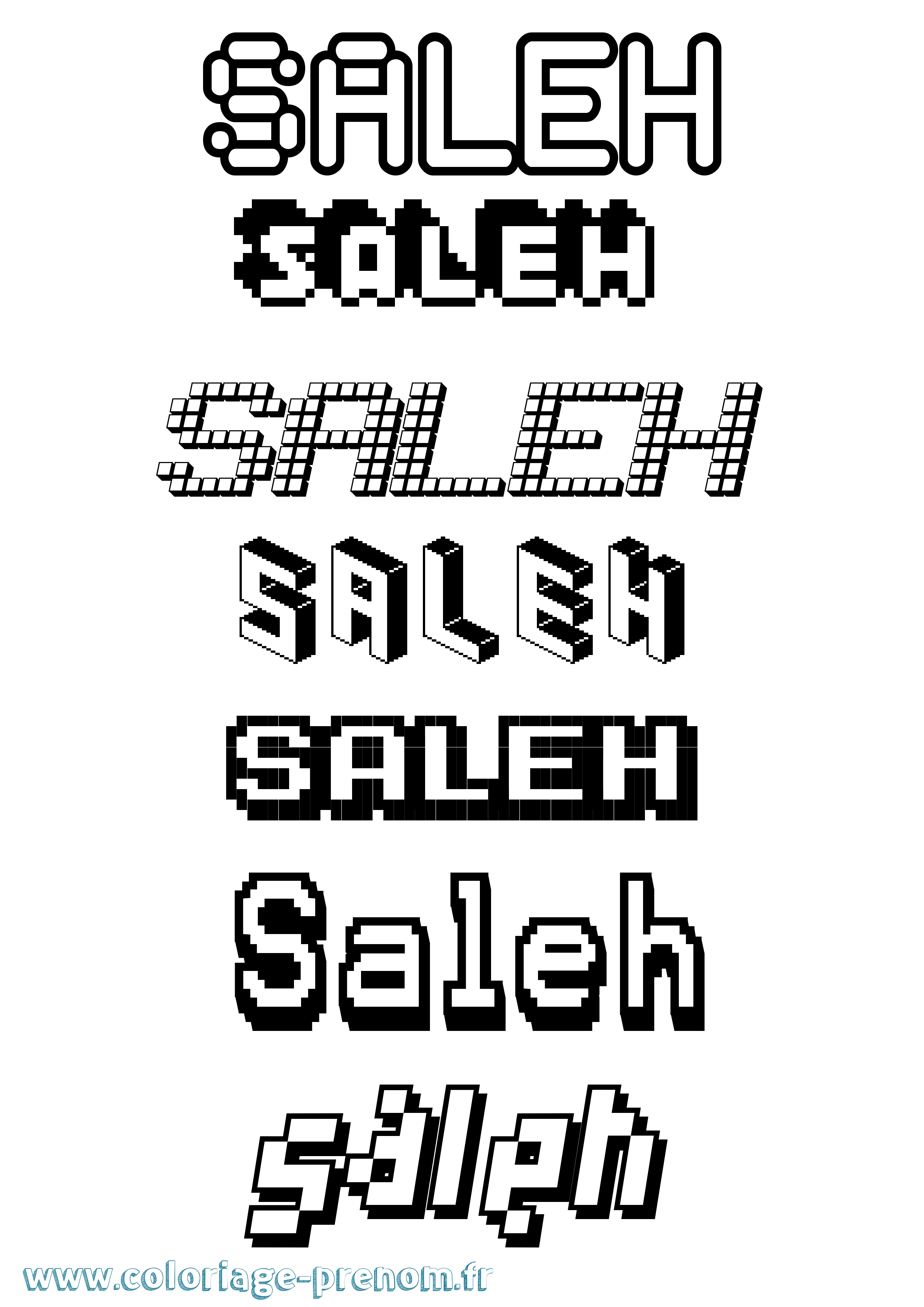 Coloriage prénom Saleh Pixel