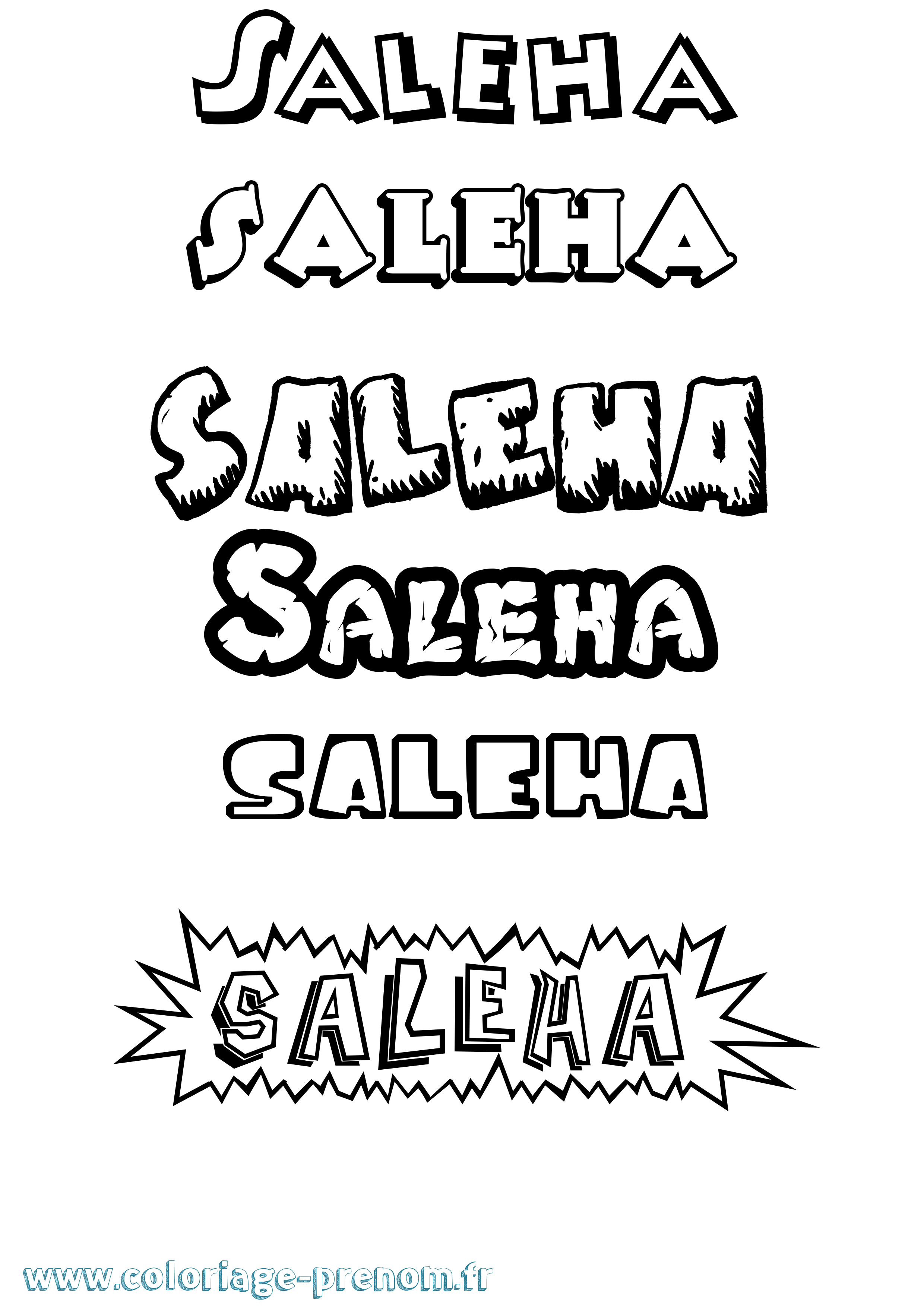 Coloriage prénom Saleha Dessin Animé