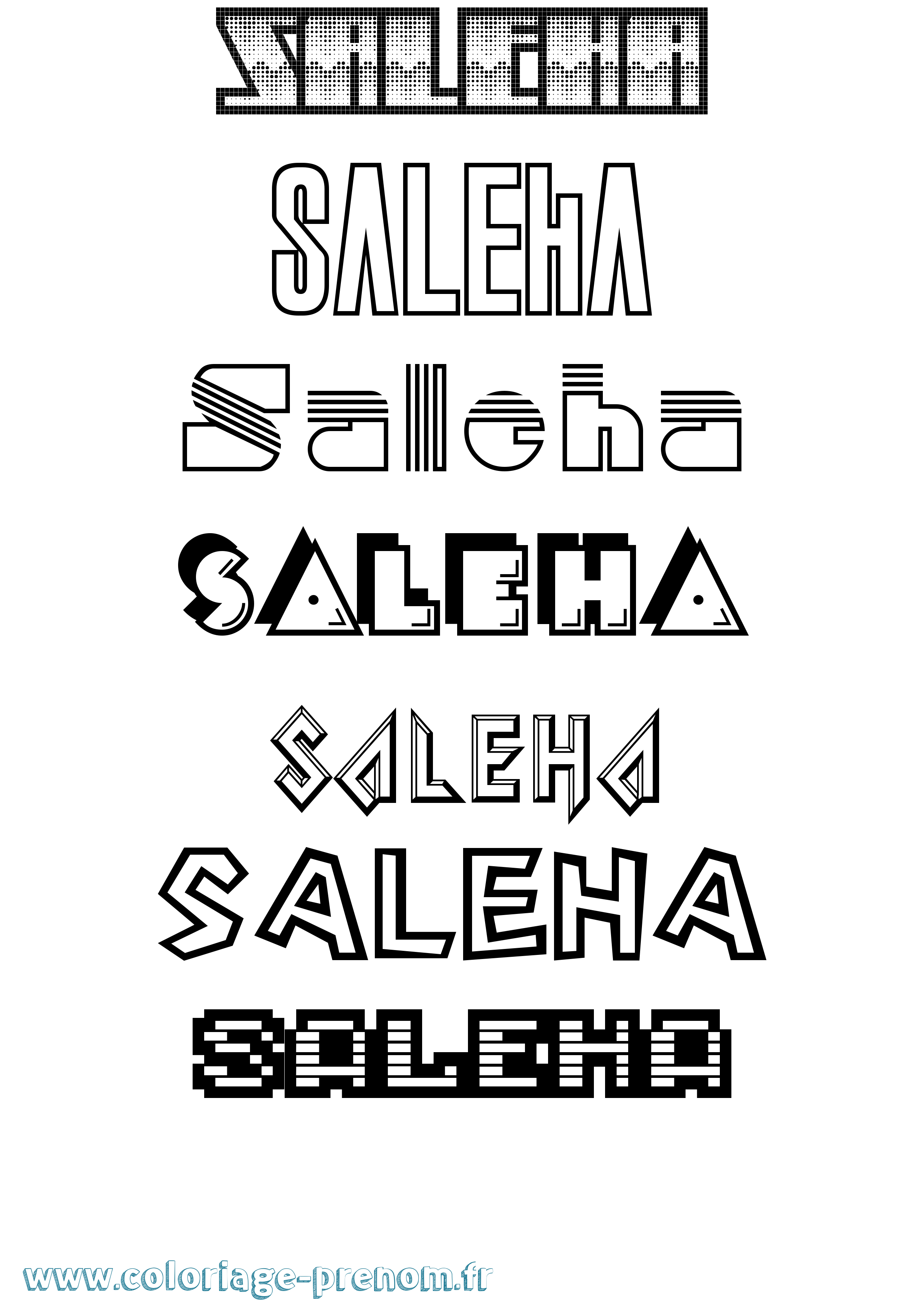 Coloriage prénom Saleha Jeux Vidéos