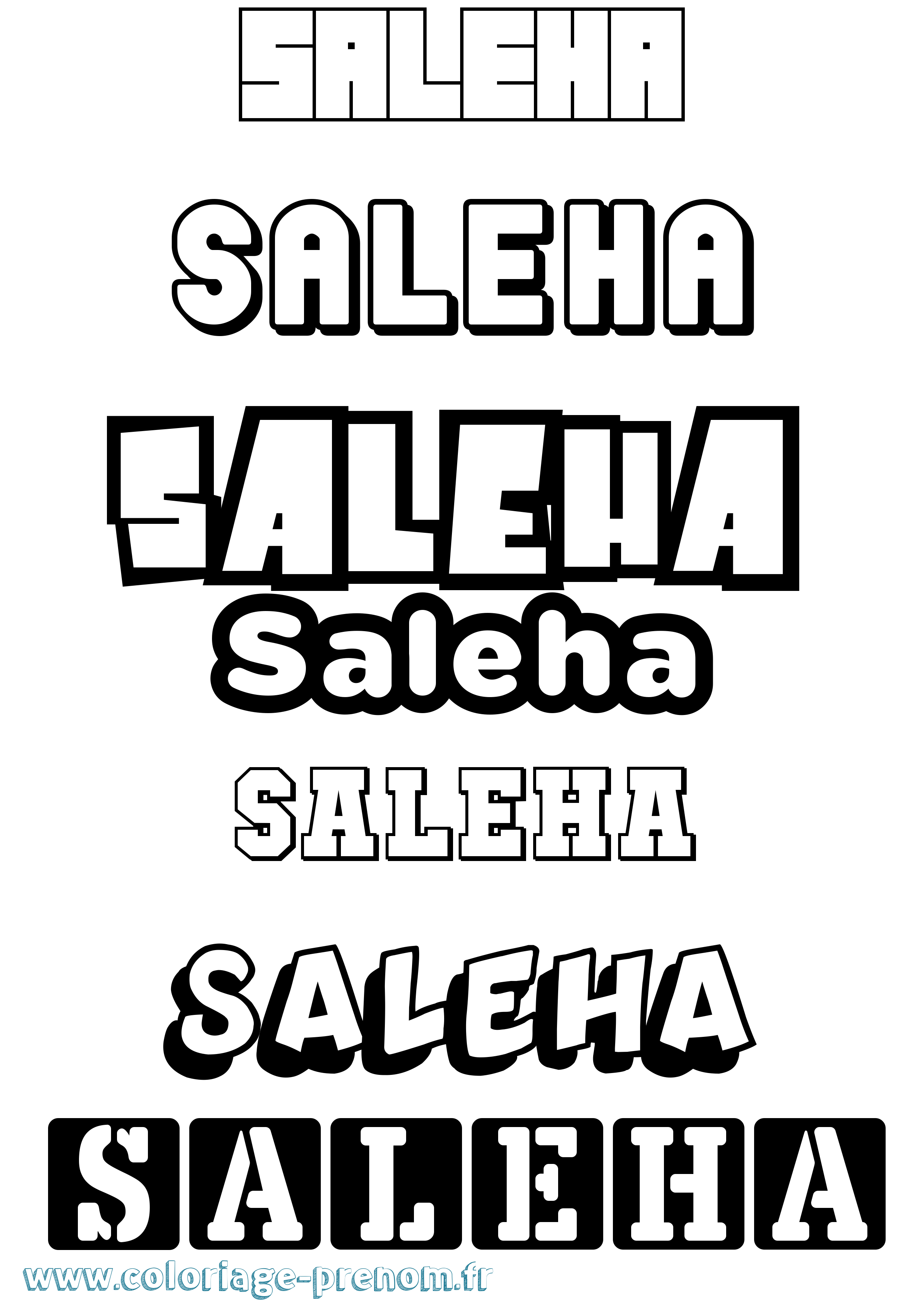 Coloriage prénom Saleha Simple