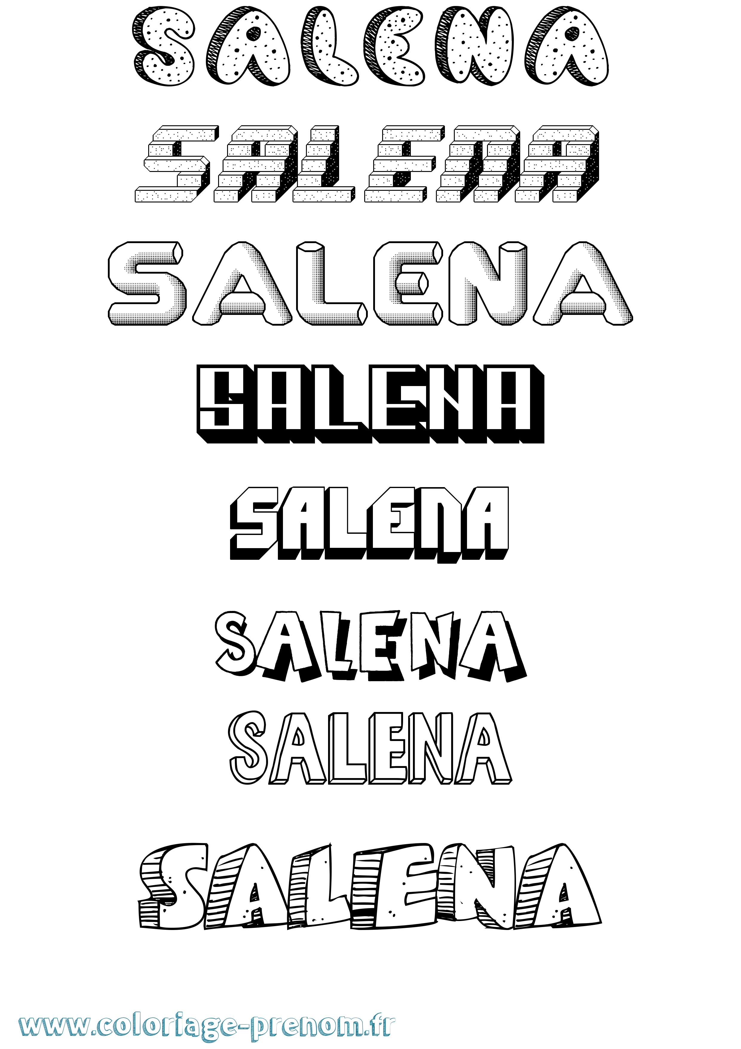 Coloriage prénom Salena Effet 3D