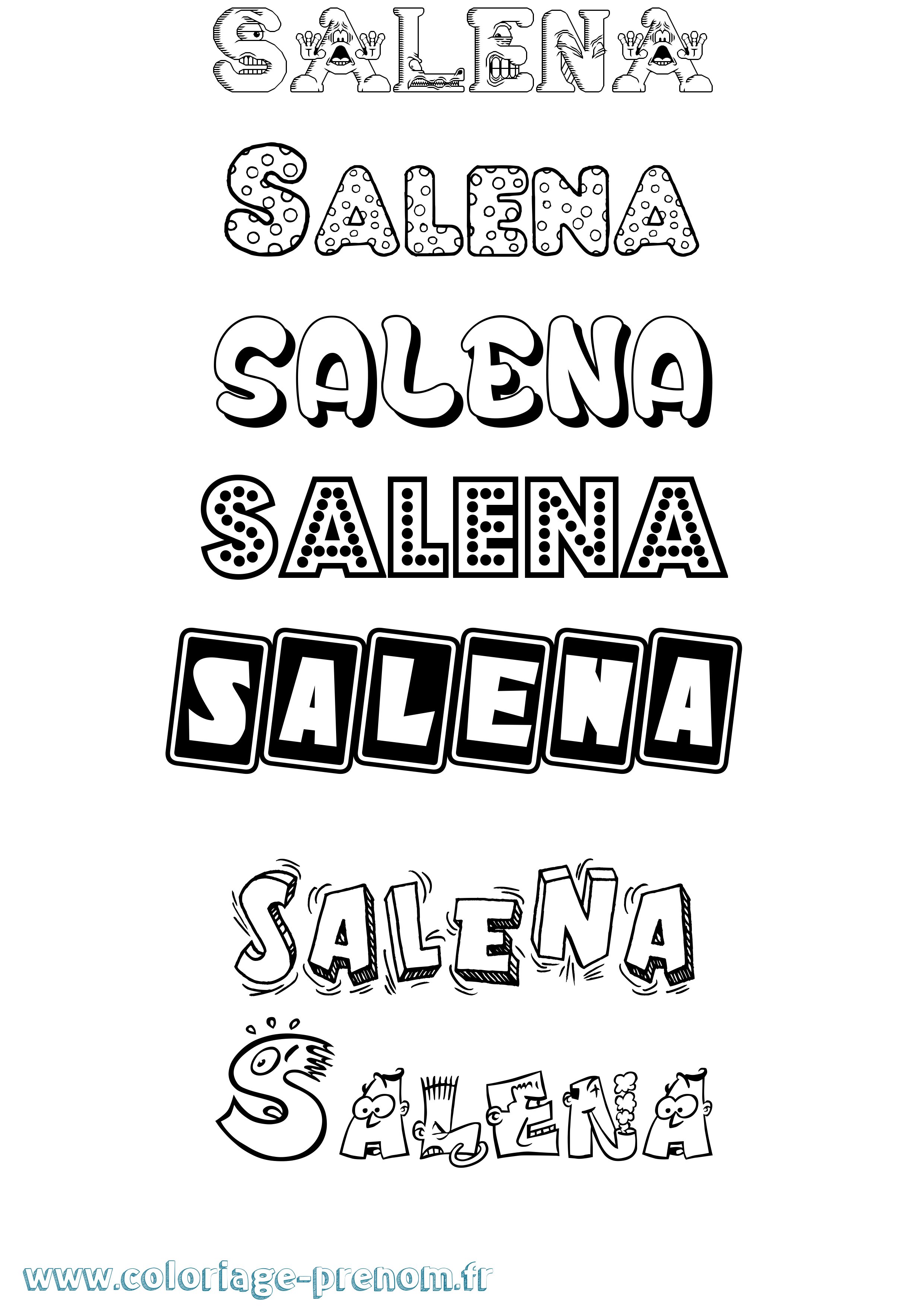 Coloriage prénom Salena Fun