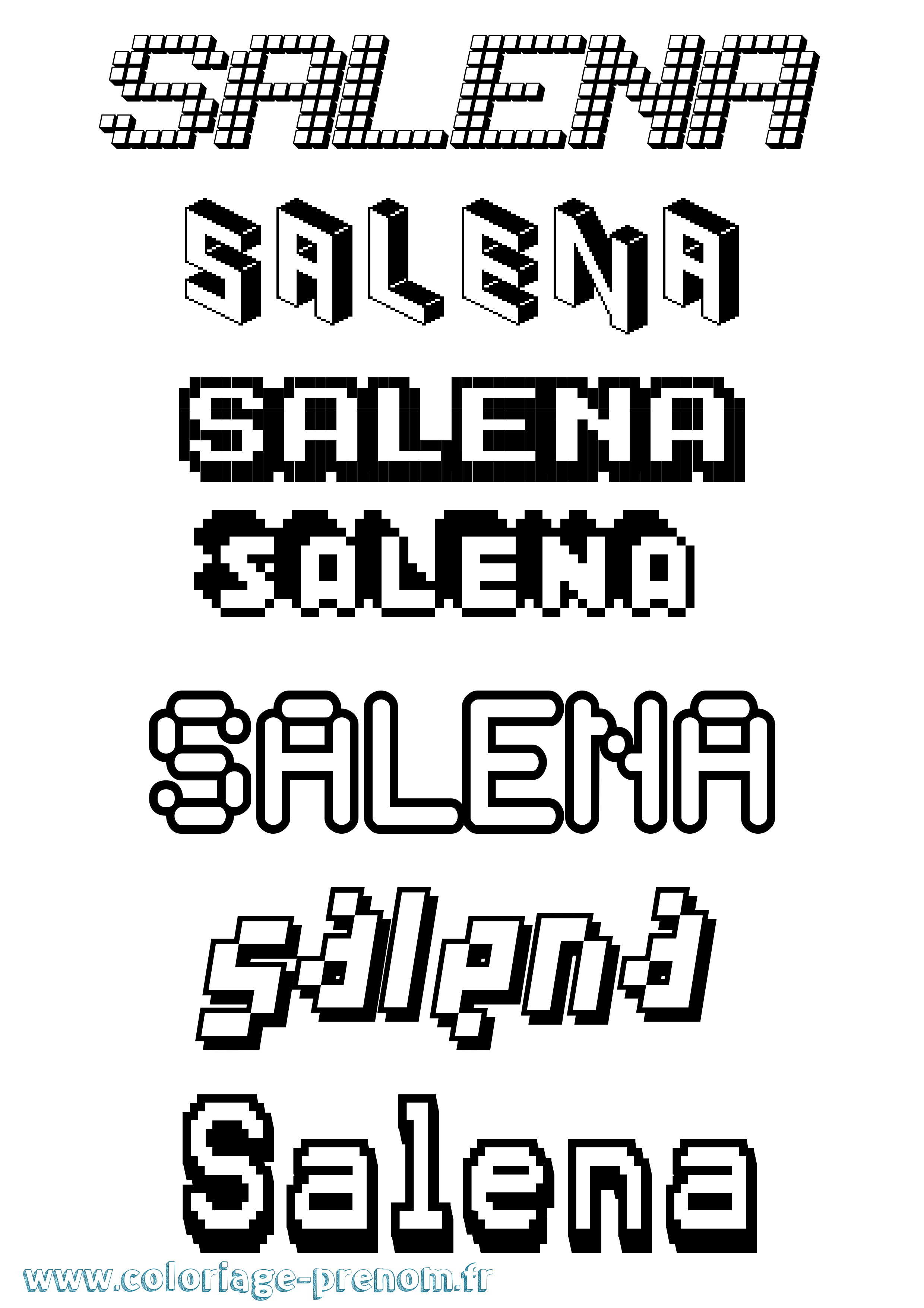 Coloriage prénom Salena Pixel