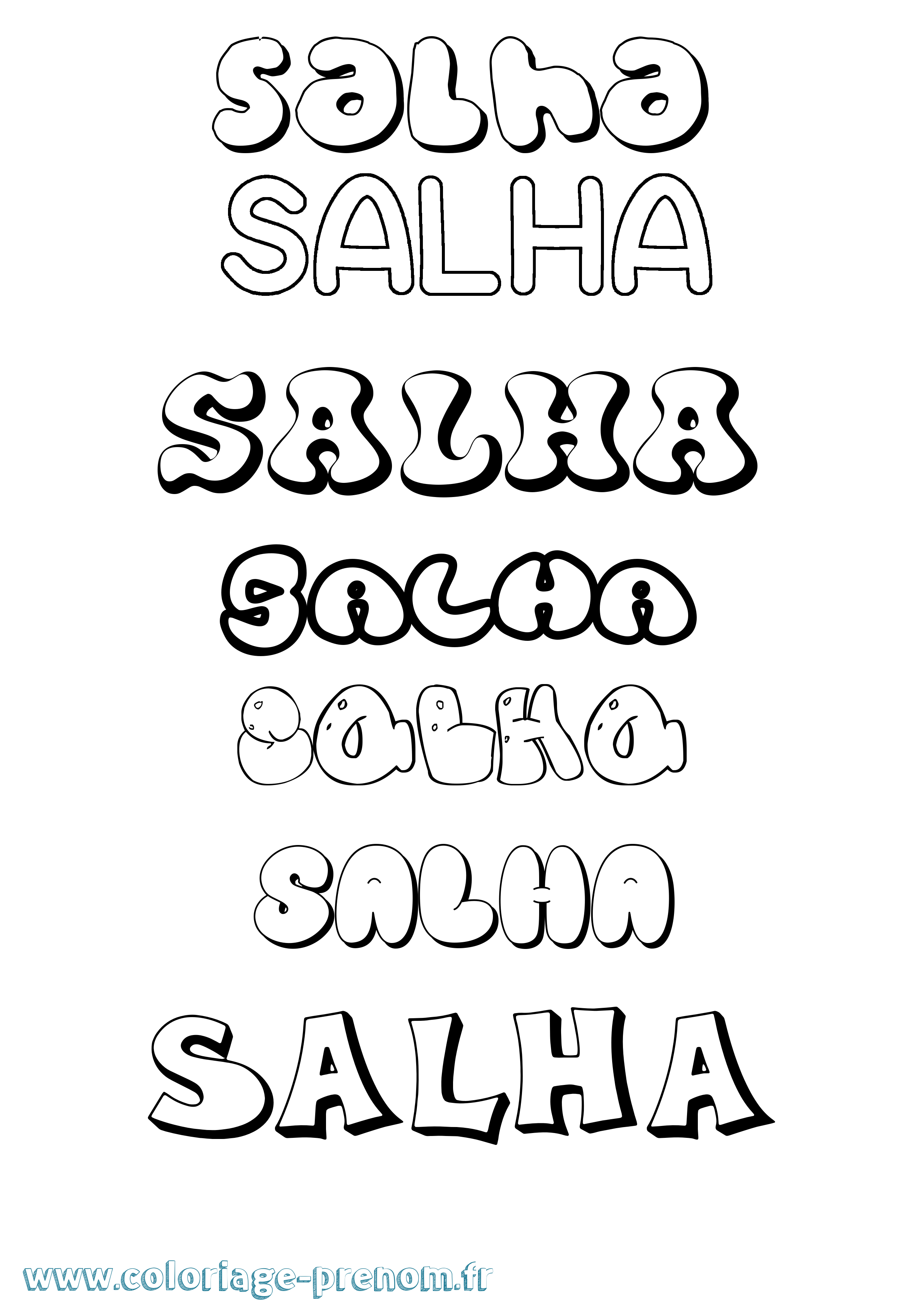 Coloriage Salha Bubble Coloriage prénom Salha Bubble