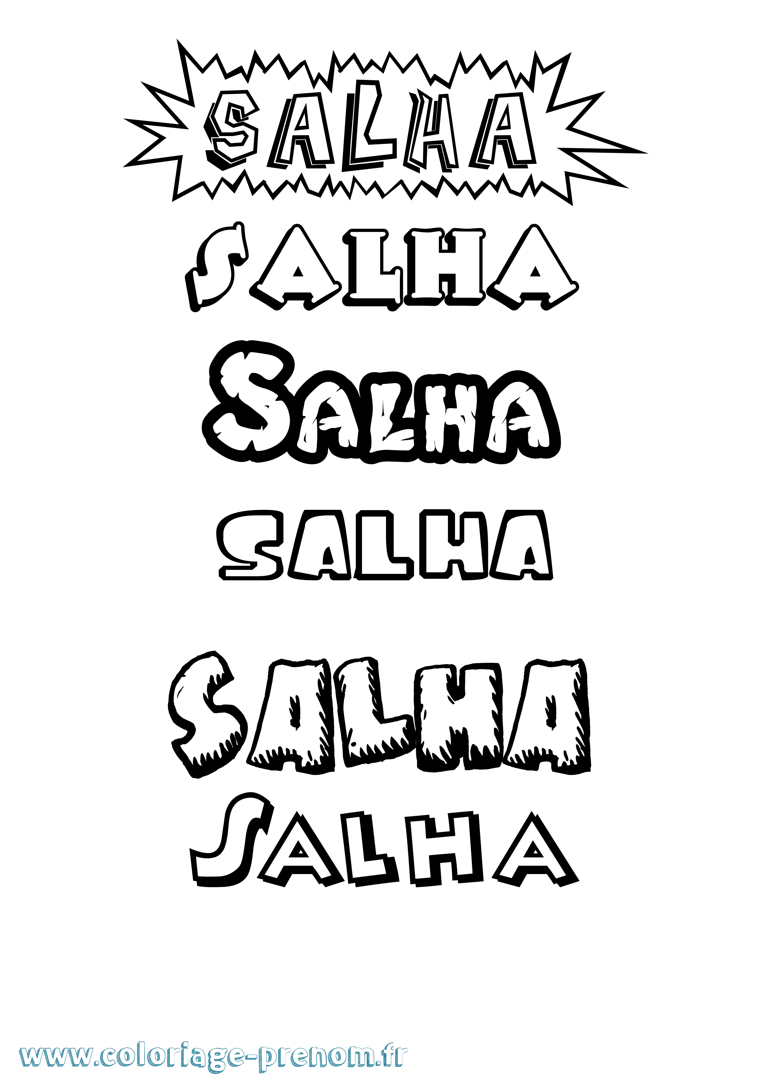 Coloriage Salha Dessin Animé Coloriage prénom Salha Dessin Animé