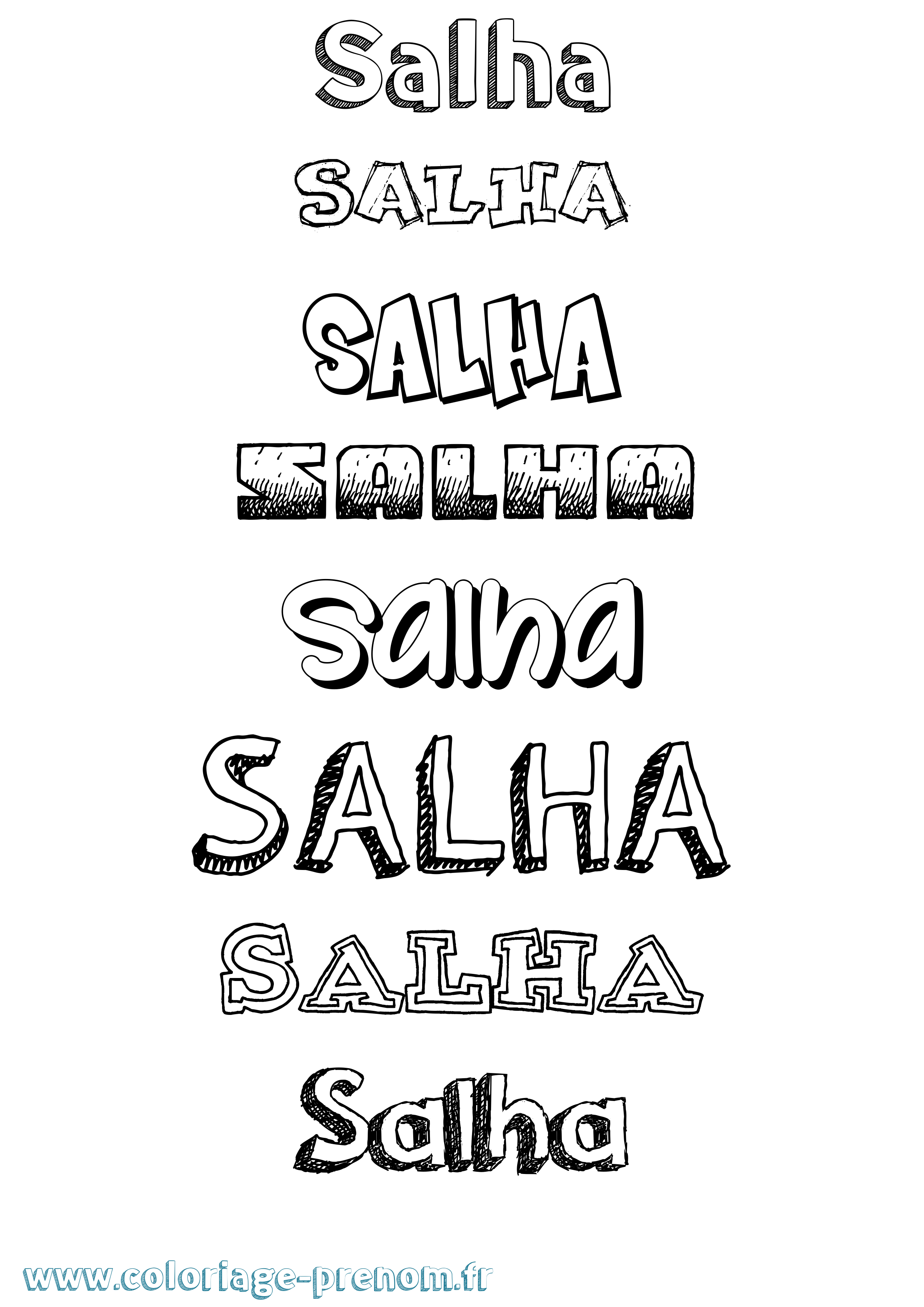 Coloriage prénom Salha Dessiné