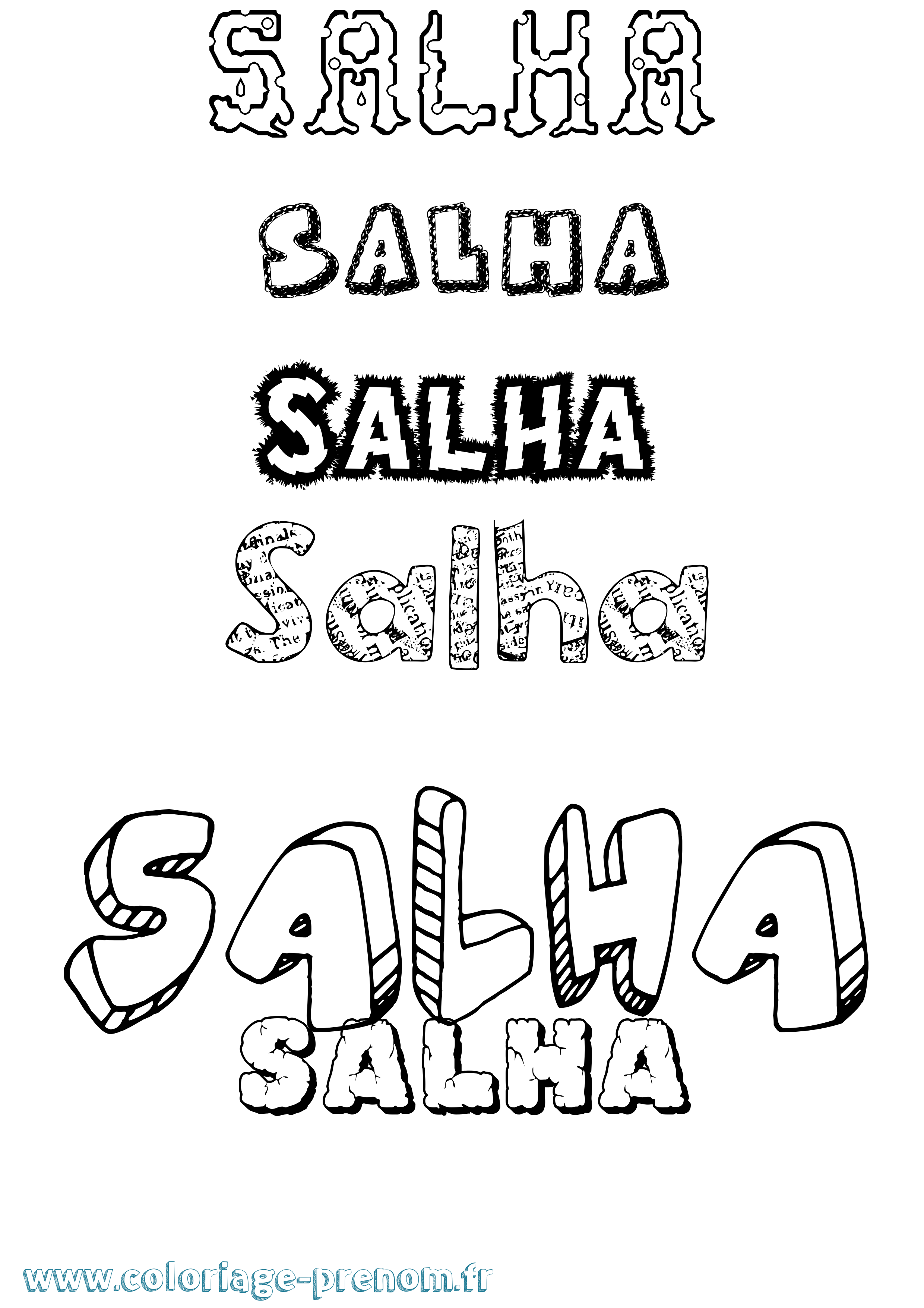Coloriage Salha Destructuré Coloriage prénom Salha Destructuré